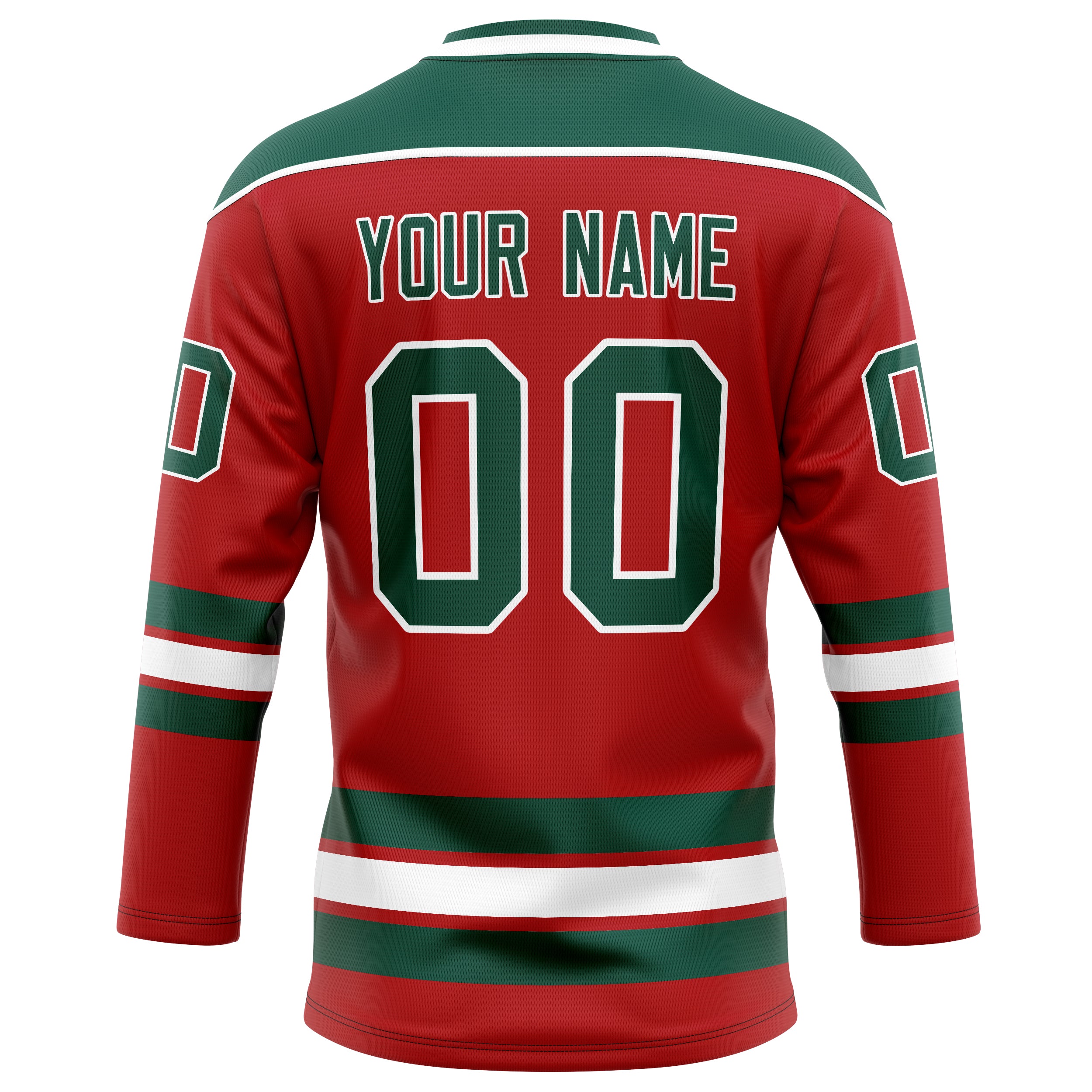 Personalized Red & Kelly Green Solid Colour Hockey Jersey