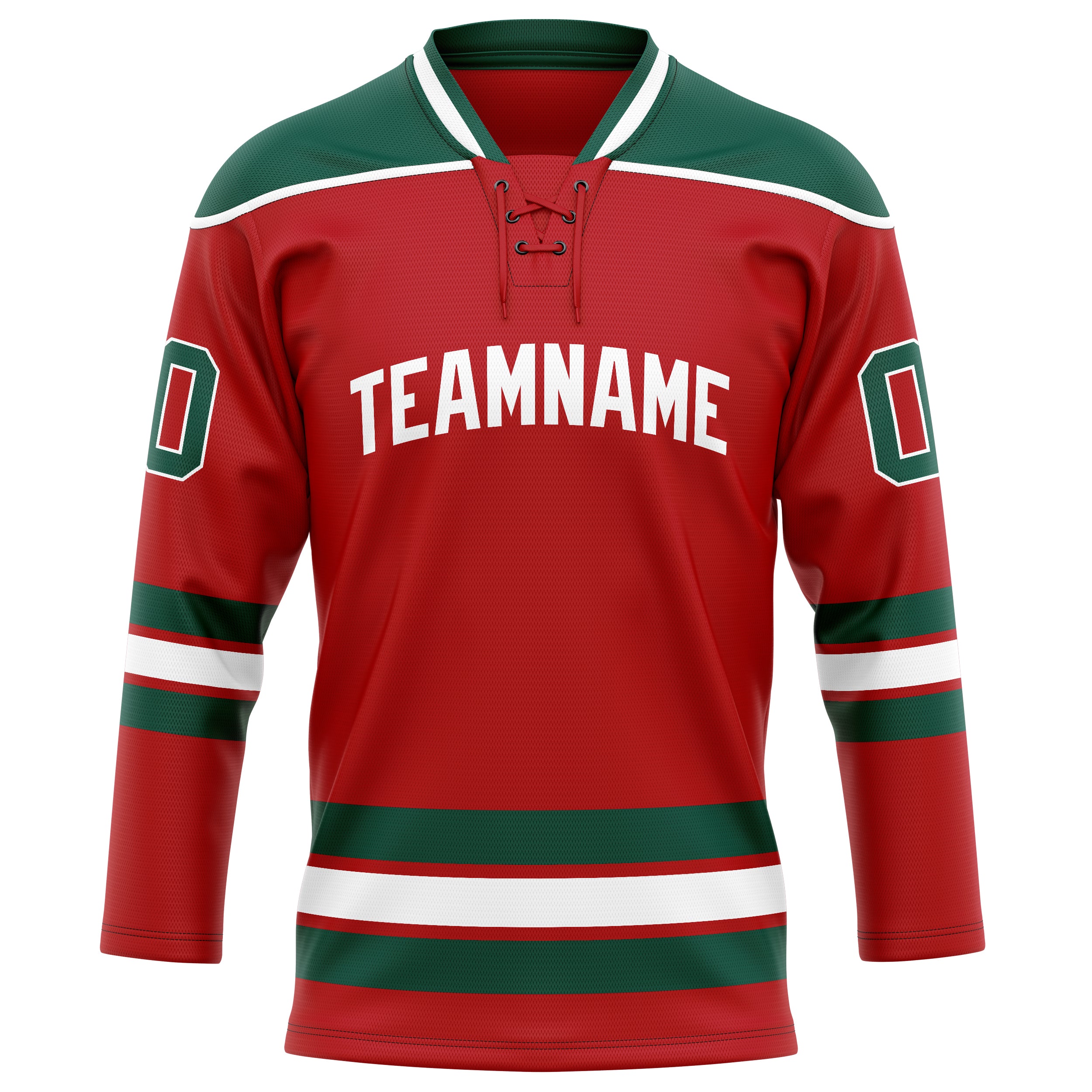 Personalized Red & Kelly Green Solid Colour Hockey Jersey