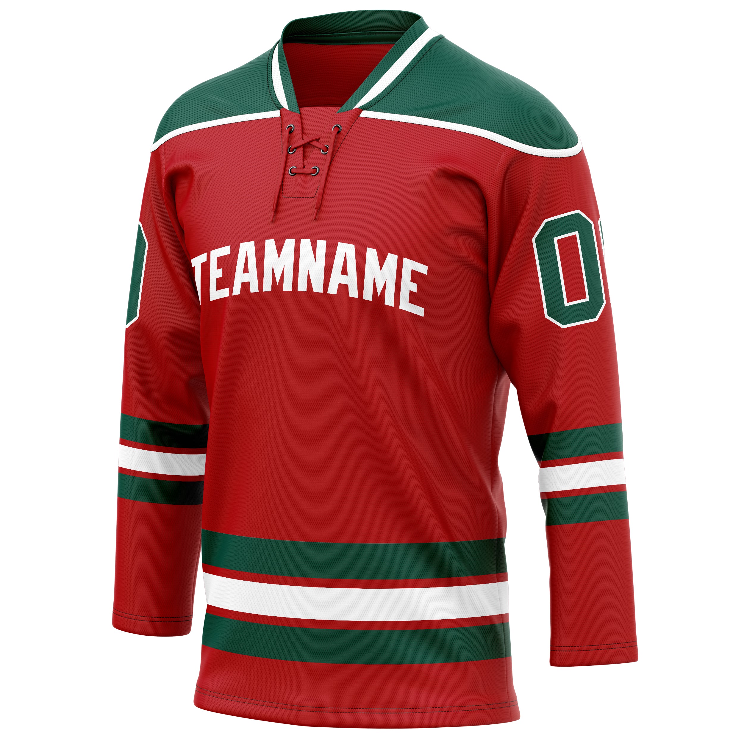 Personalized Red & Kelly Green Solid Colour Hockey Jersey