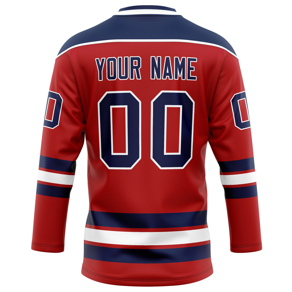 Personalized Red & Navy Solid Colour Hockey Jersey