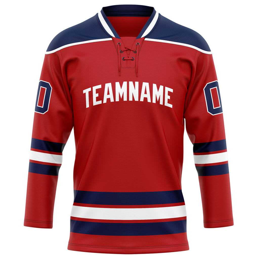 Personalized Red & Navy Solid Colour Hockey Jersey