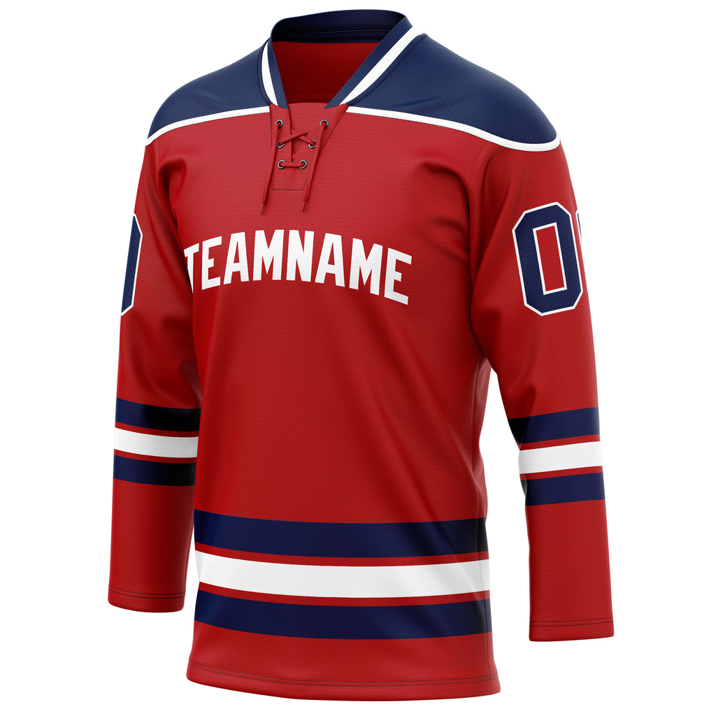 Personalized Red & Navy Solid Colour Hockey Jersey
