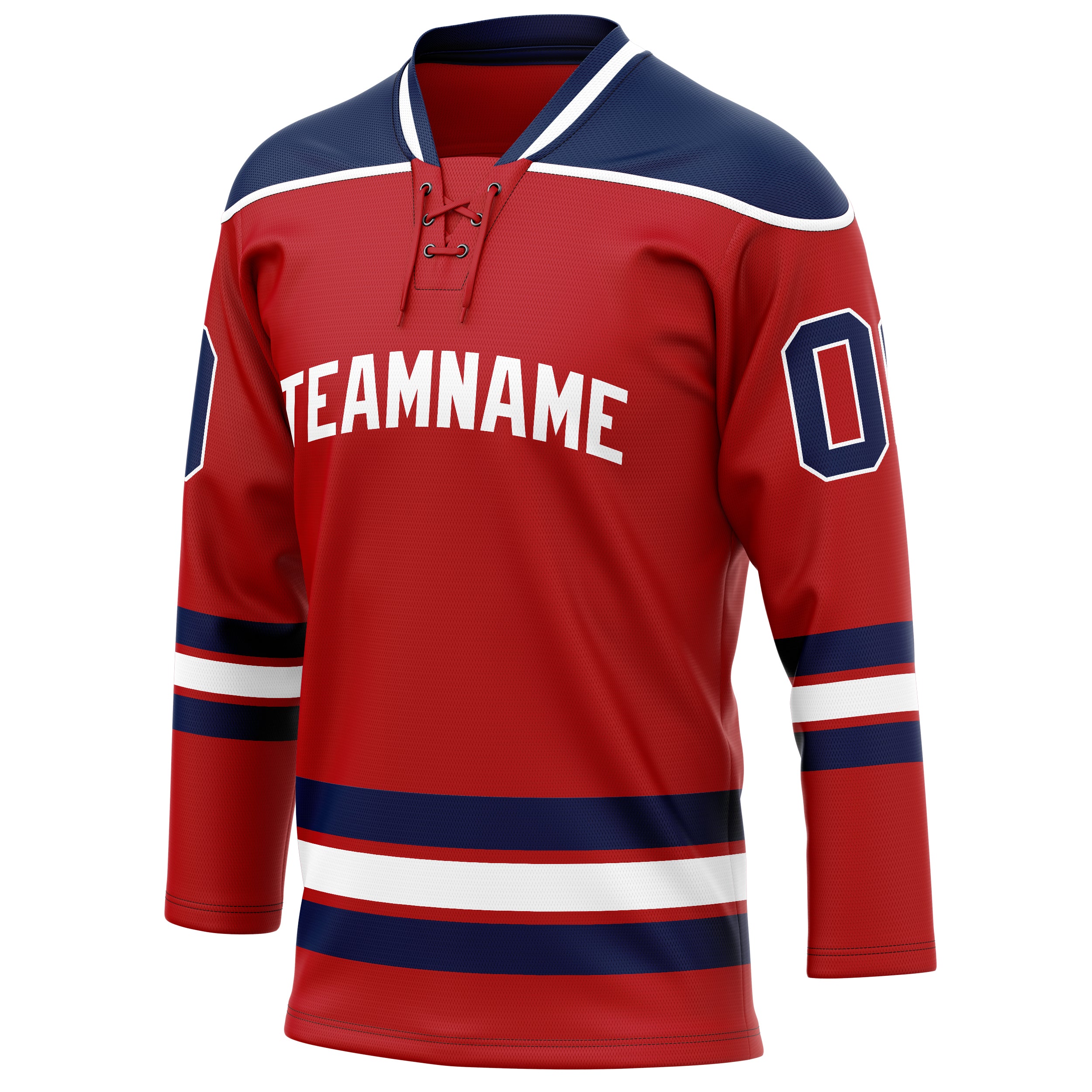 Personalized Red & Navy Solid Colour Hockey Jersey