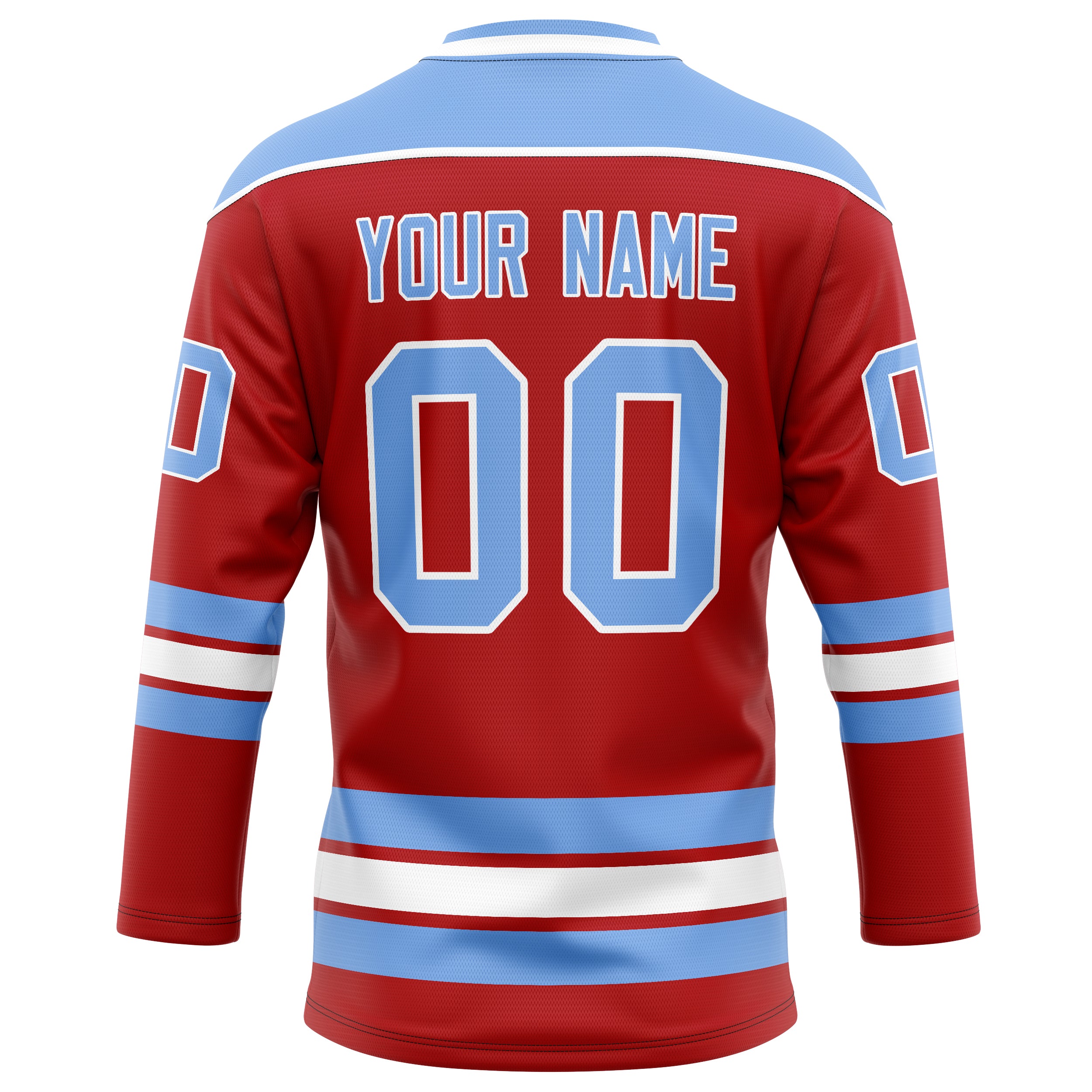 Personalized Red & Light Blue Solid Colour Hockey Jersey