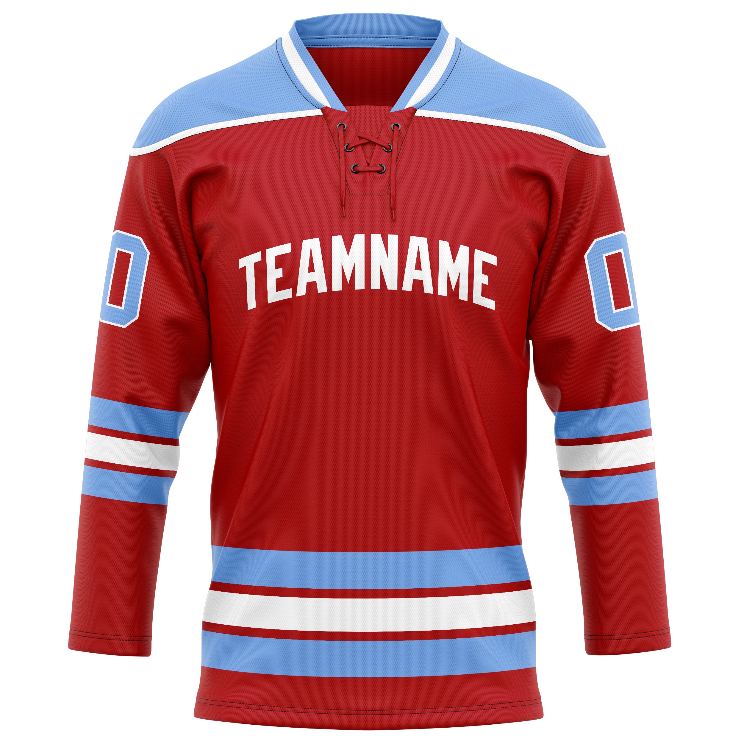 Personalized Red & Light Blue Solid Colour Hockey Jersey