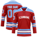Personalized Red & Light Blue Solid Colour Hockey Jersey