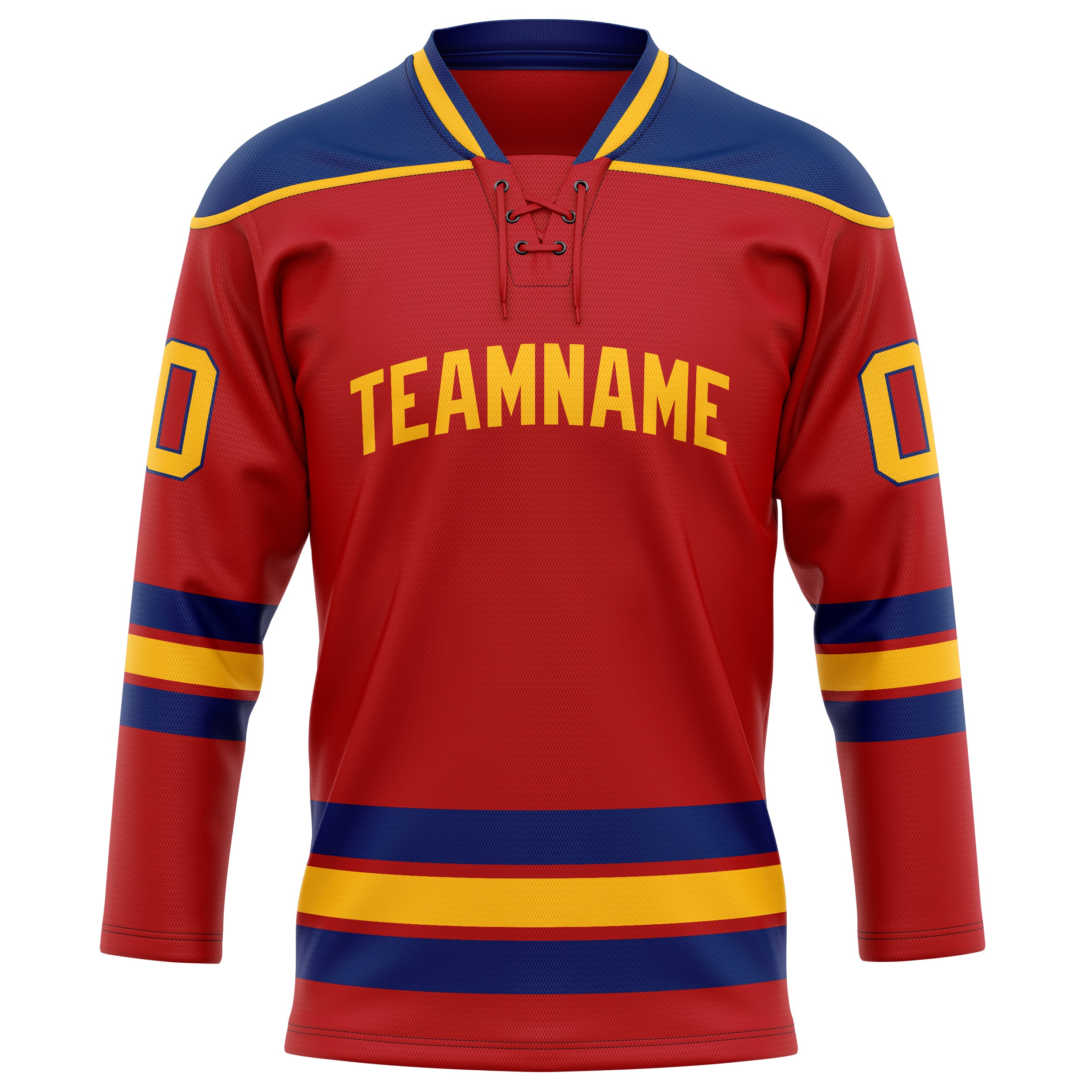 Personalized Red & Gold Solid Colour Hockey Jersey