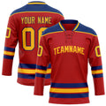 Personalized Red & Gold Solid Colour Hockey Jersey