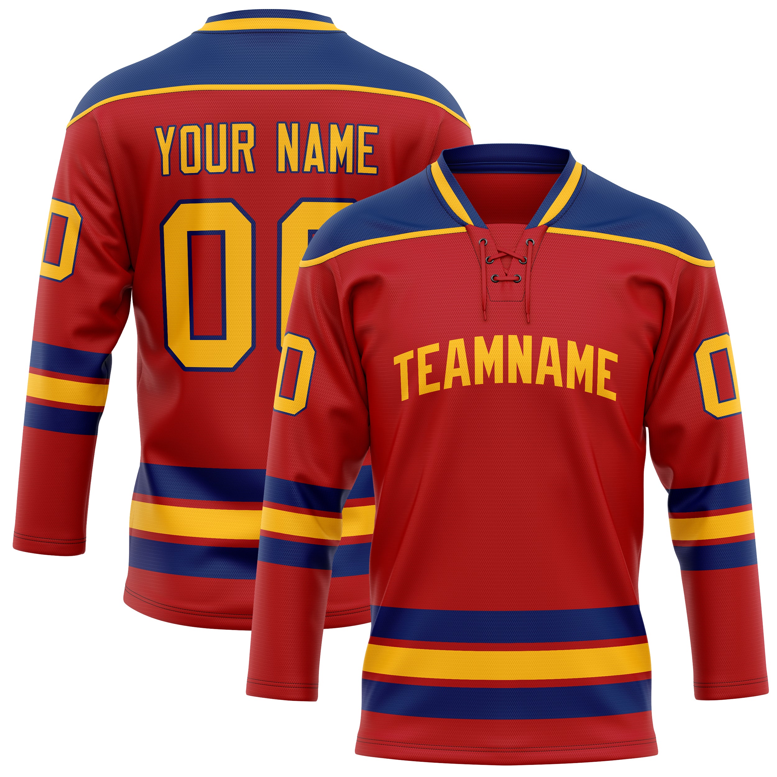 Personalized Red & Gold Solid Colour Hockey Jersey