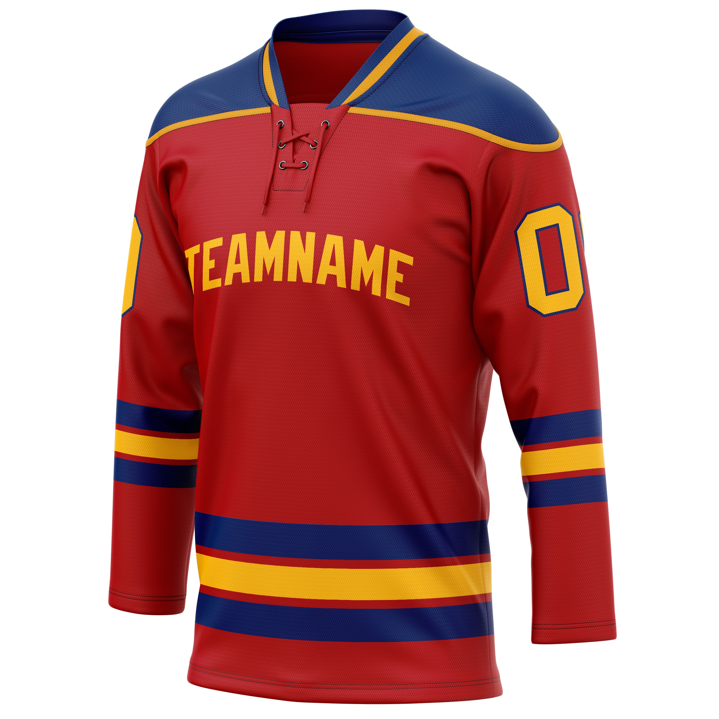 Personalized Red & Gold Solid Colour Hockey Jersey