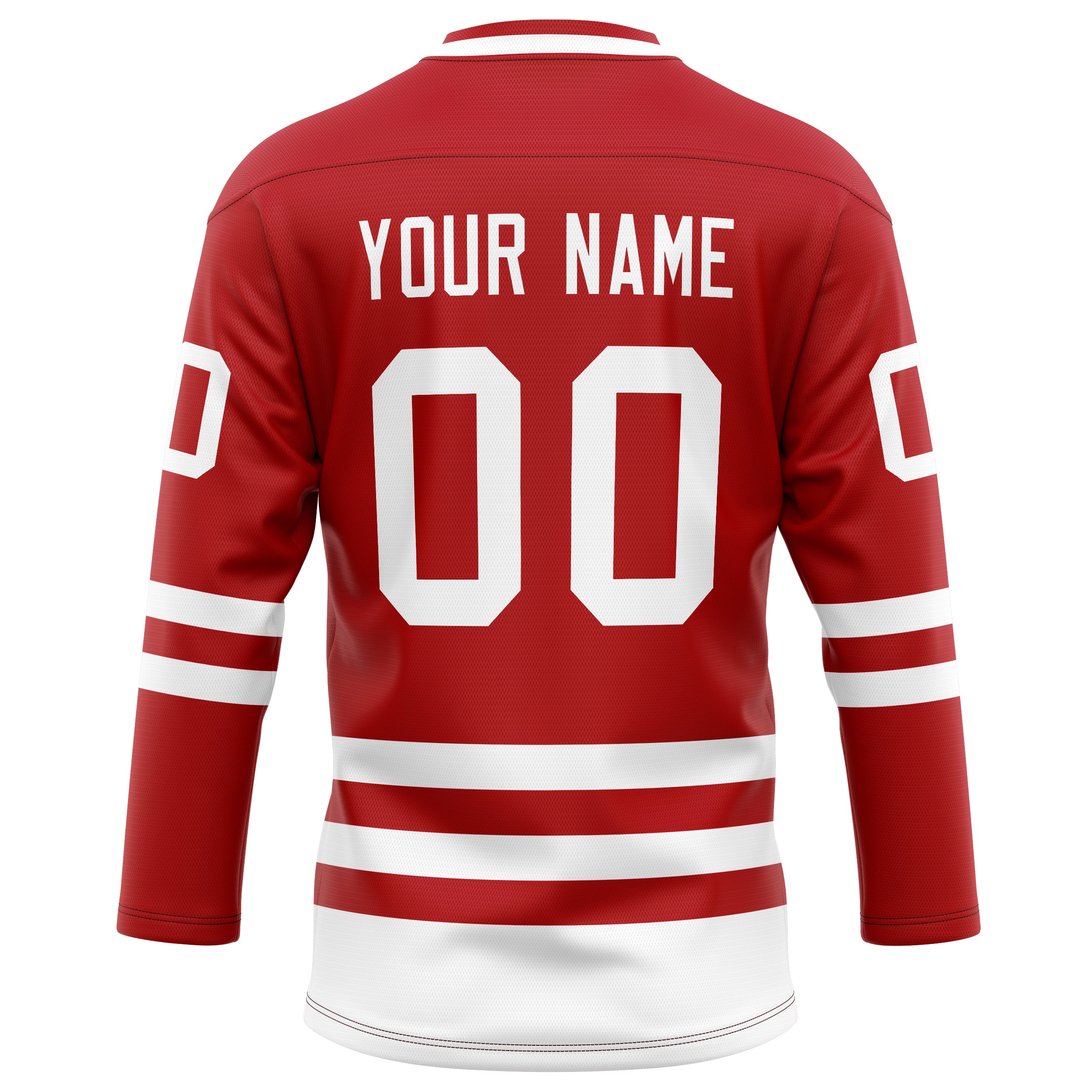 Personalized Red & White Solid Colour Hockey Jersey