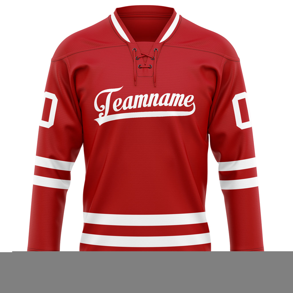 Personalized Red & White Solid Colour Hockey Jersey