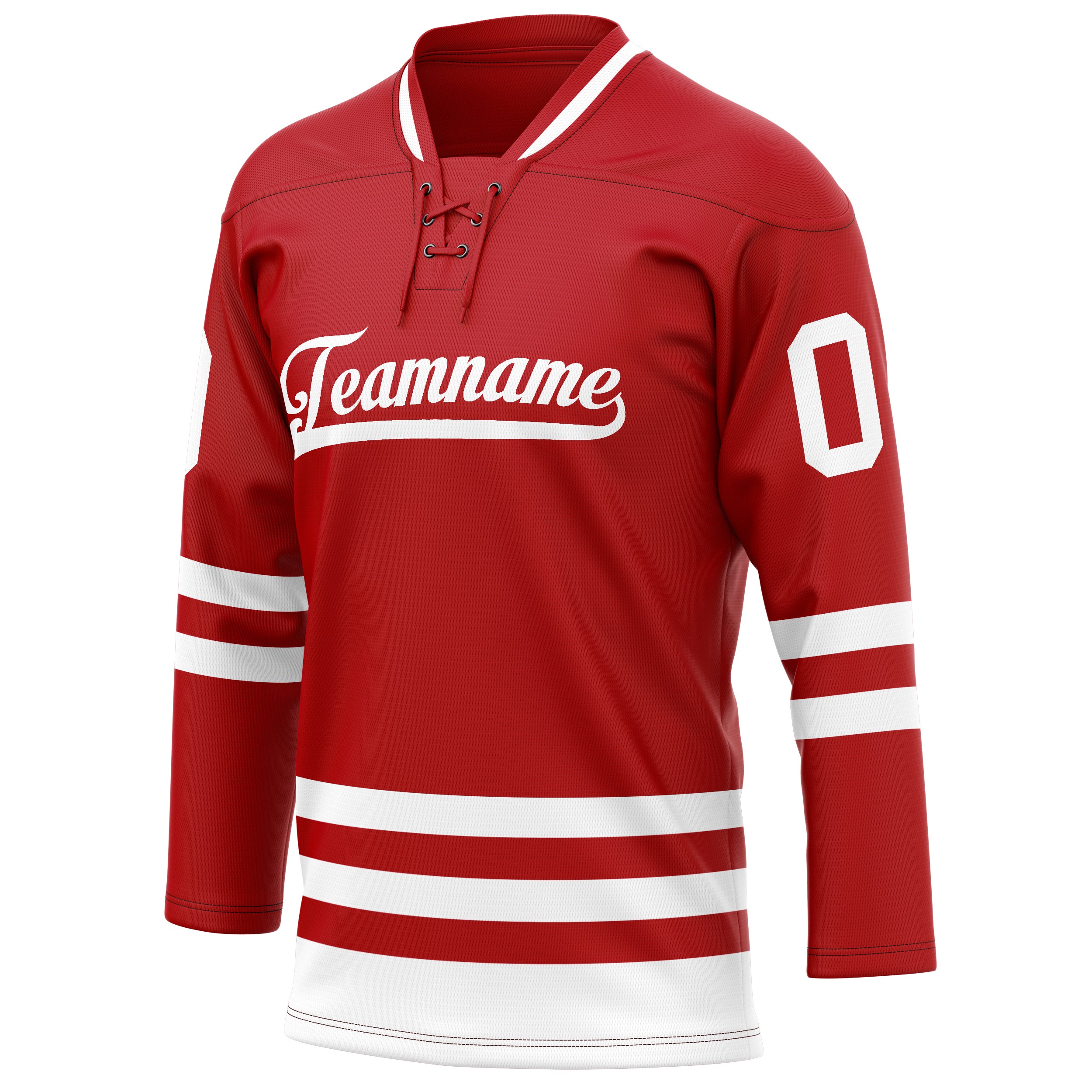 Personalized Red & White Solid Colour Hockey Jersey