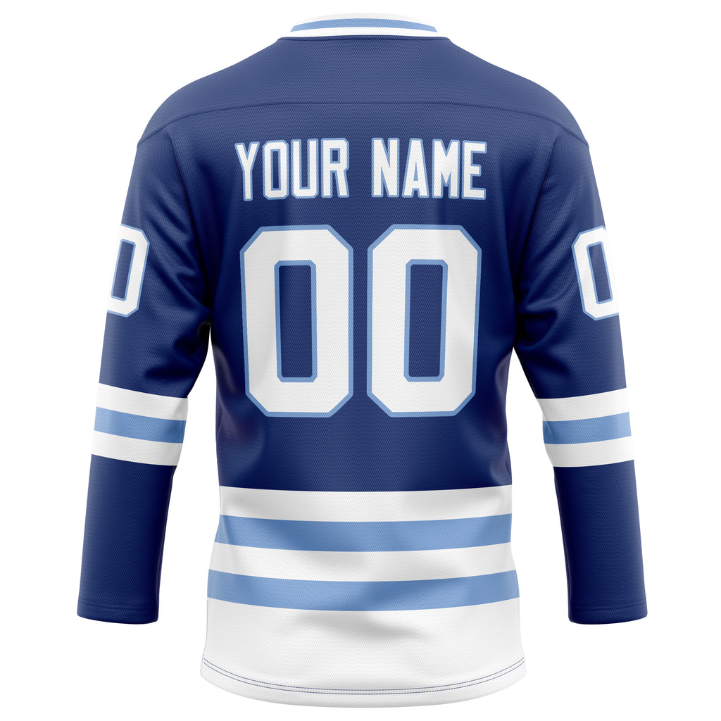Personalized Royal & White Solid Colour Hockey Jersey
