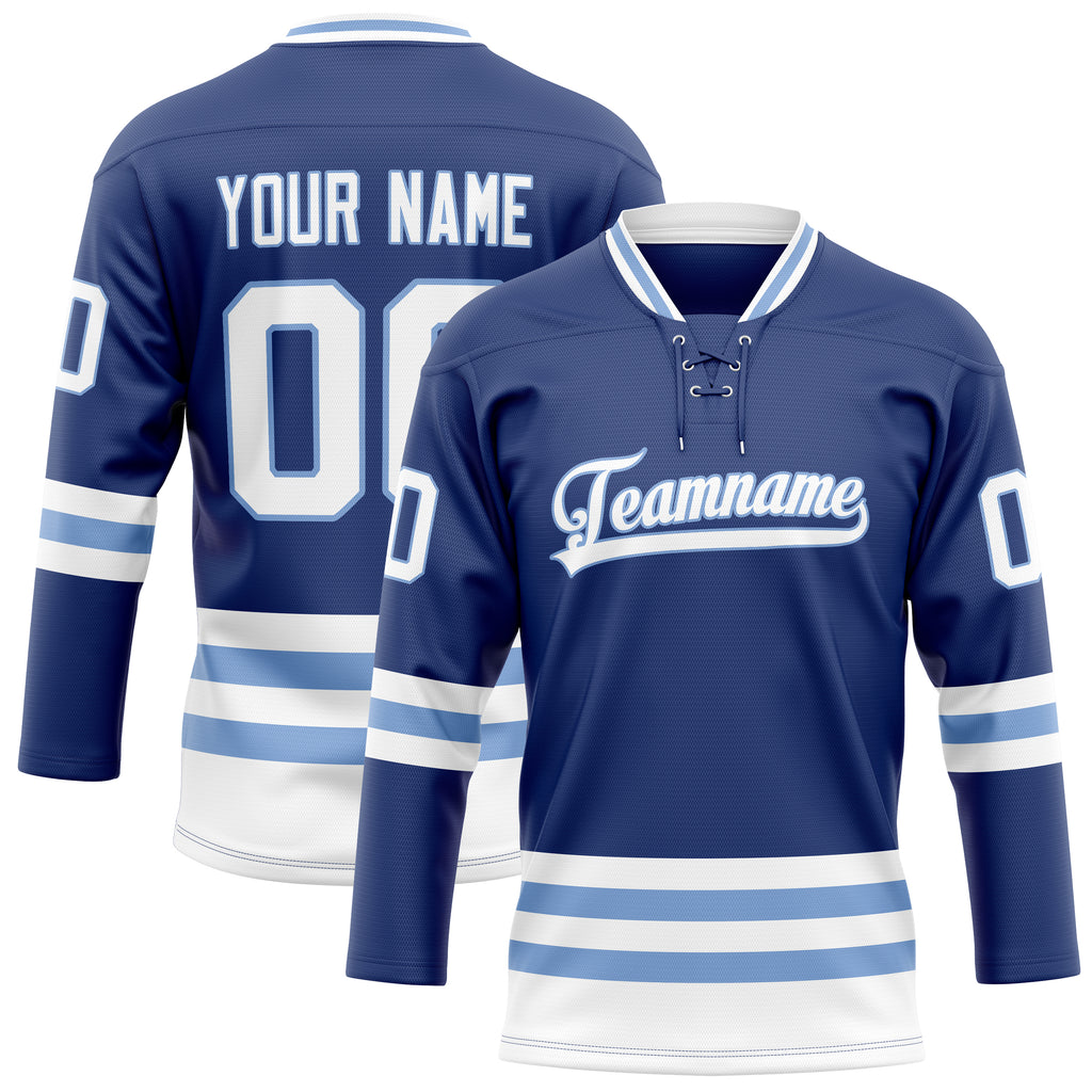 Personalized Royal & White Solid Colour Hockey Jersey