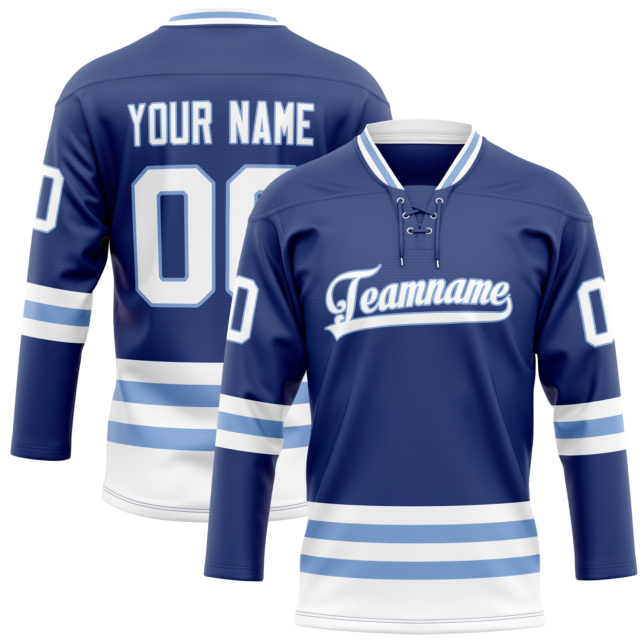 Personalized Royal & White Solid Colour Hockey Jersey