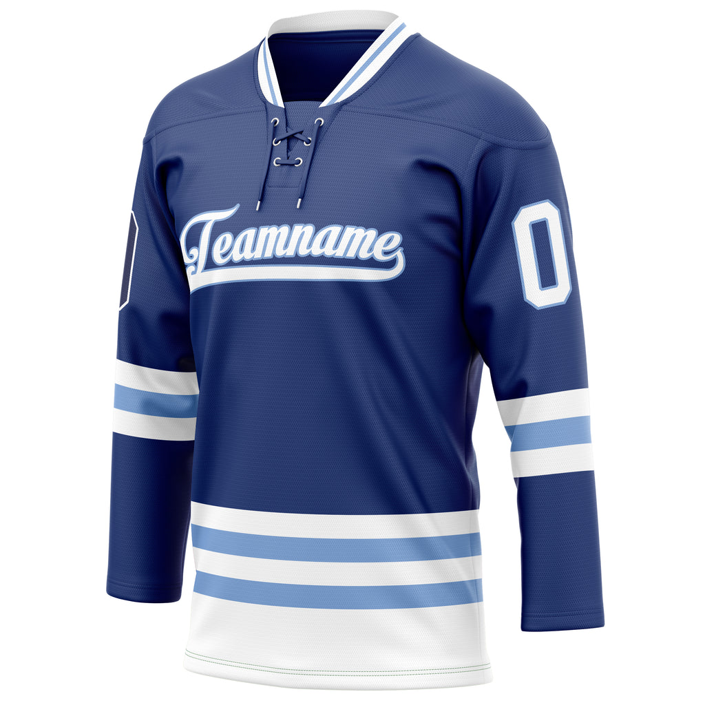 Personalized Royal & White Solid Colour Hockey Jersey