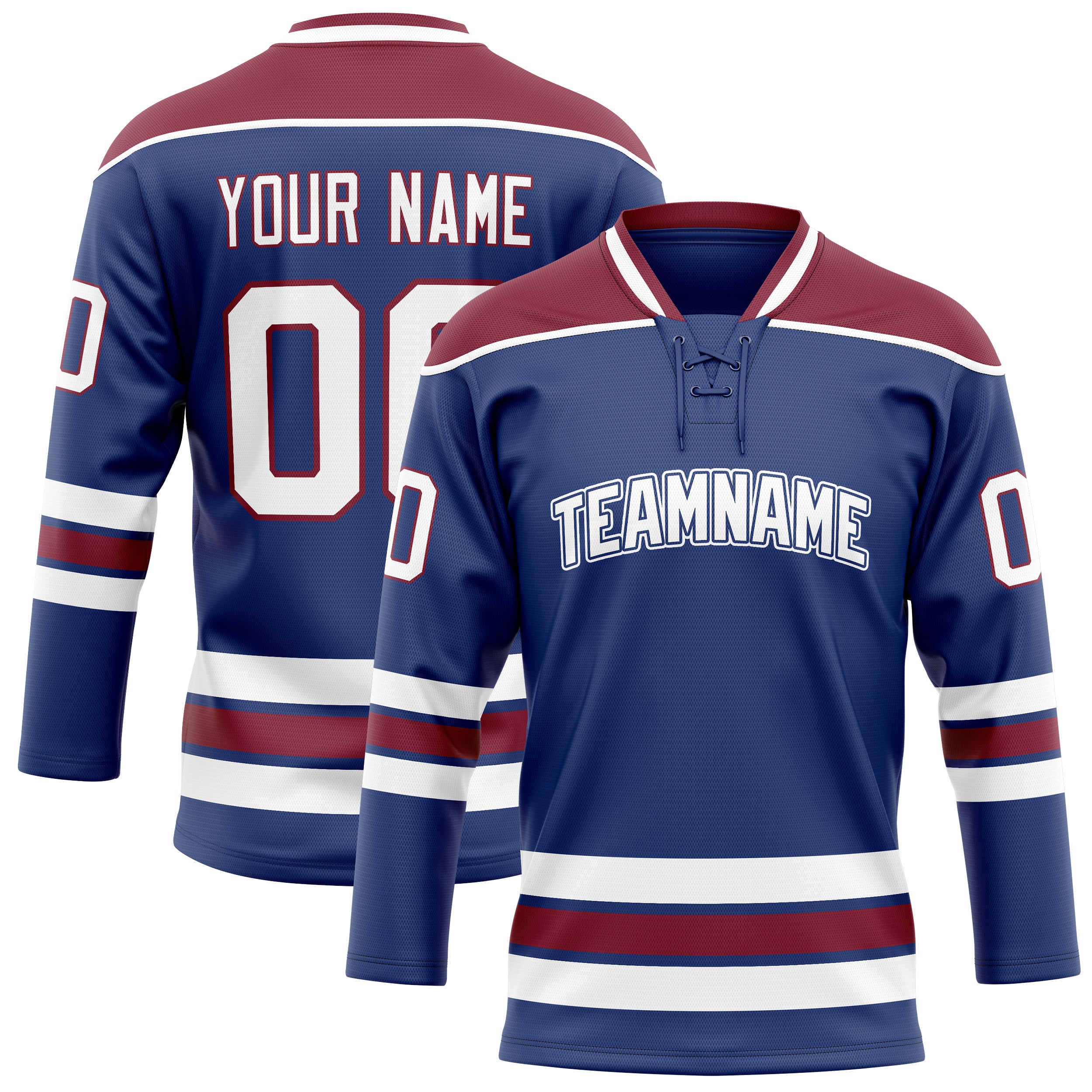 Personalized Royal & Maroon Solid Colour Hockey Jersey