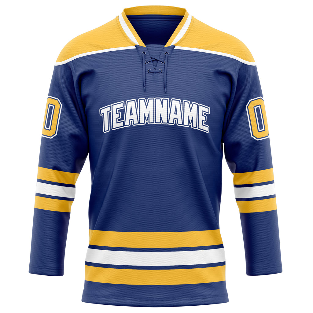 Personalized Royal & Gold Solid Colour Hockey Jersey