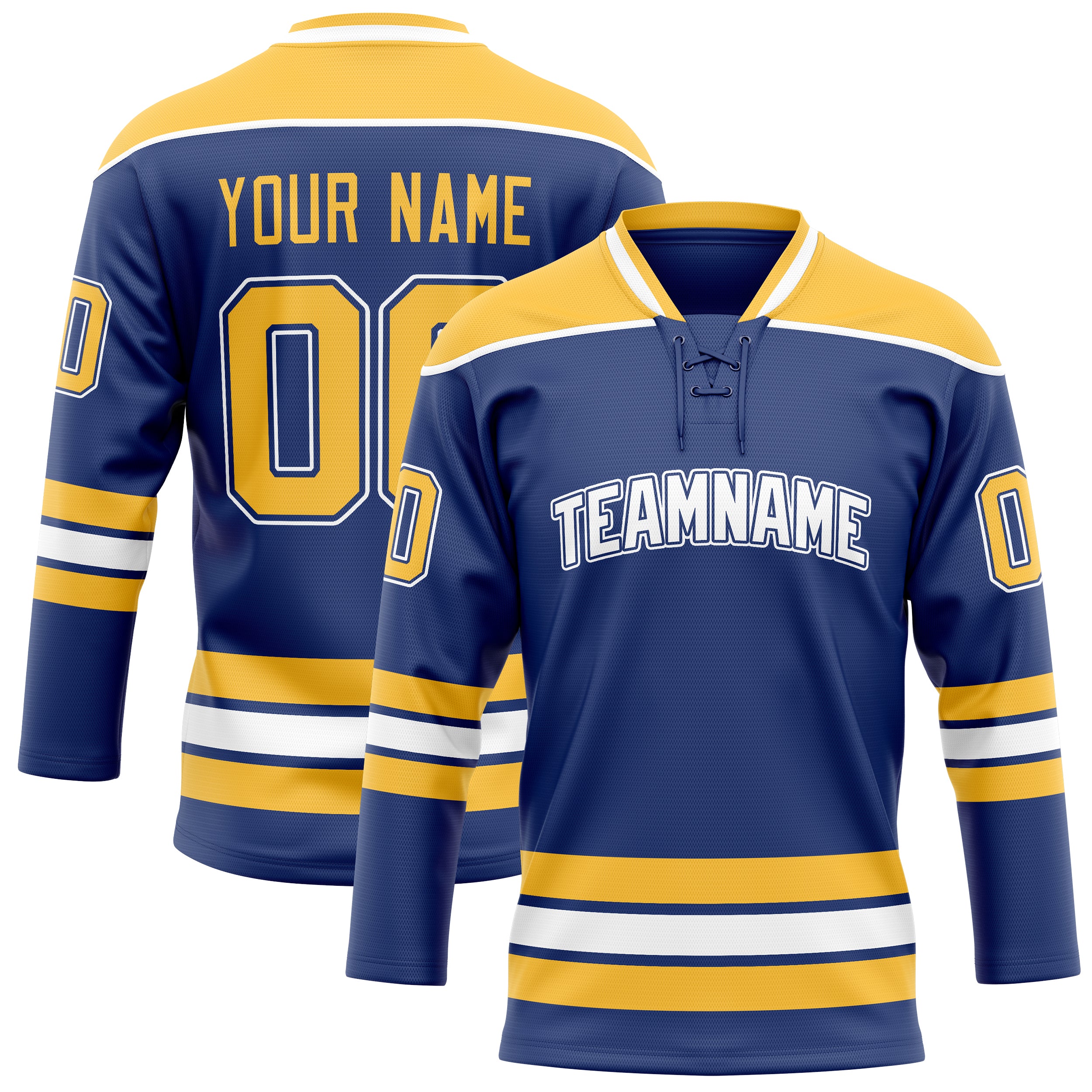 Personalized Royal & Gold Solid Colour Hockey Jersey