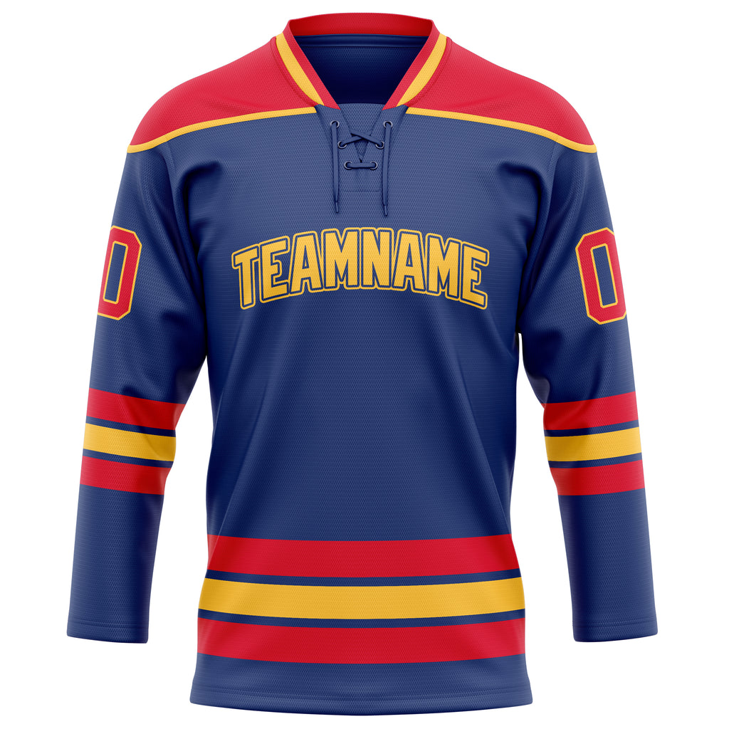 Personalized Royal & Red Solid Colour Hockey Jersey