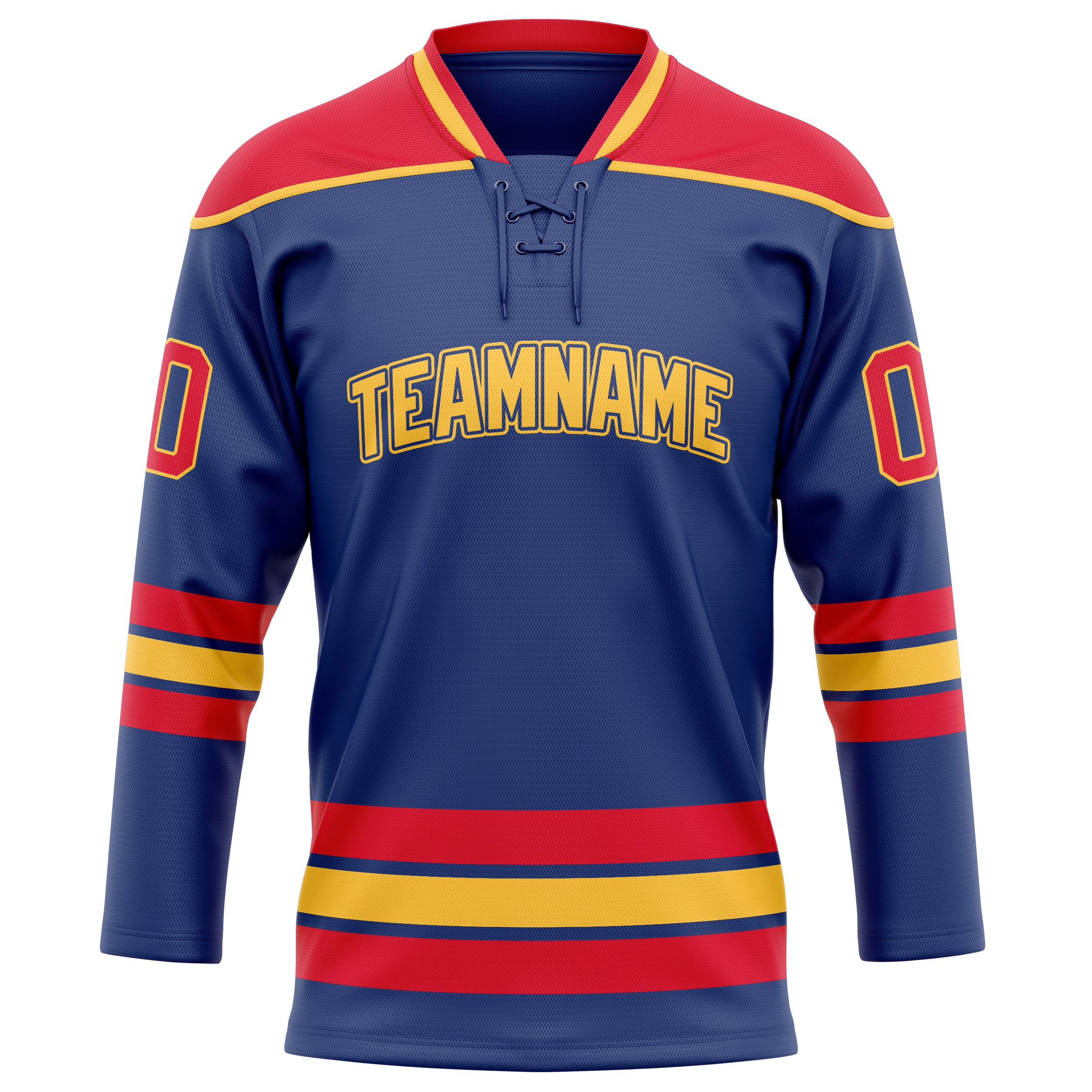 Personalized Royal & Red Solid Colour Hockey Jersey