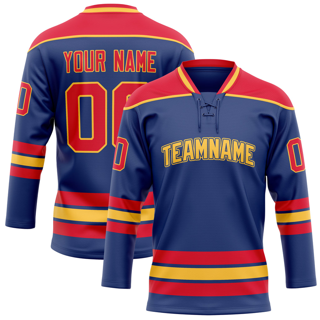 Personalized Royal & Red Solid Colour Hockey Jersey