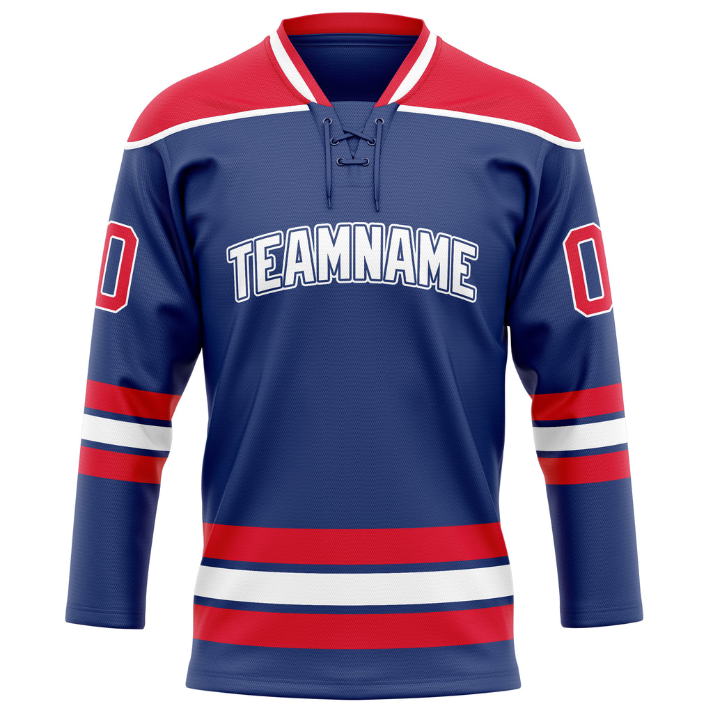 Personalized Royal & Red Solid Colour Hockey Jersey