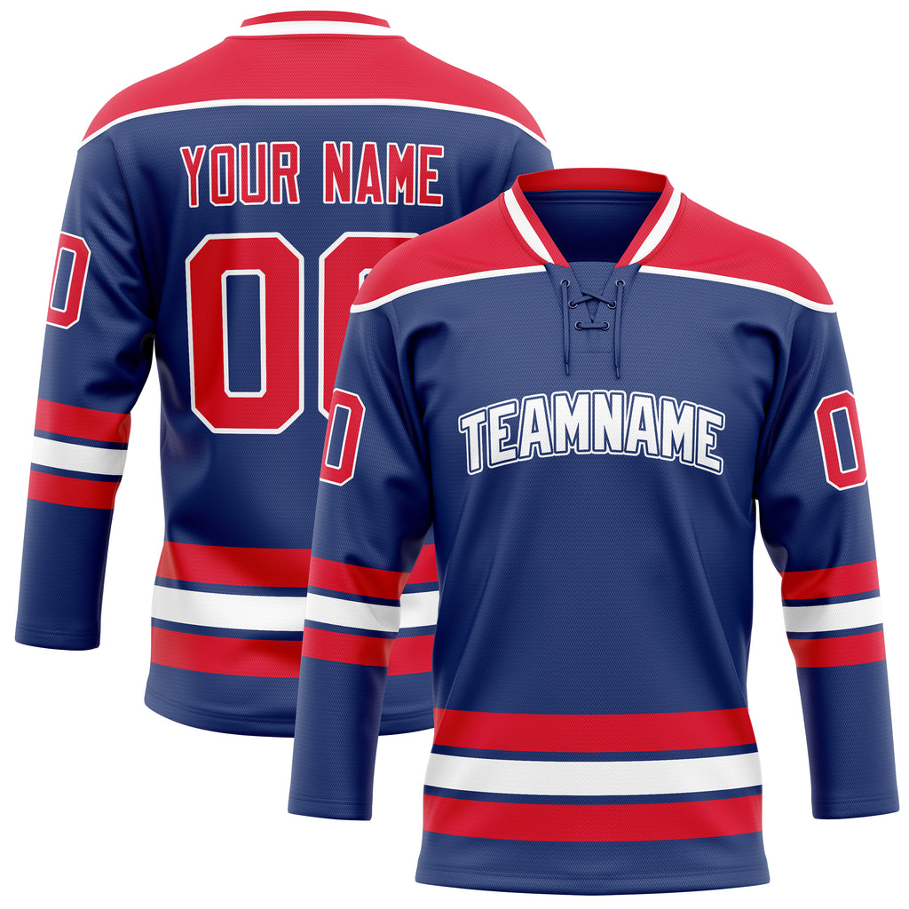 Personalized Royal & Red Solid Colour Hockey Jersey