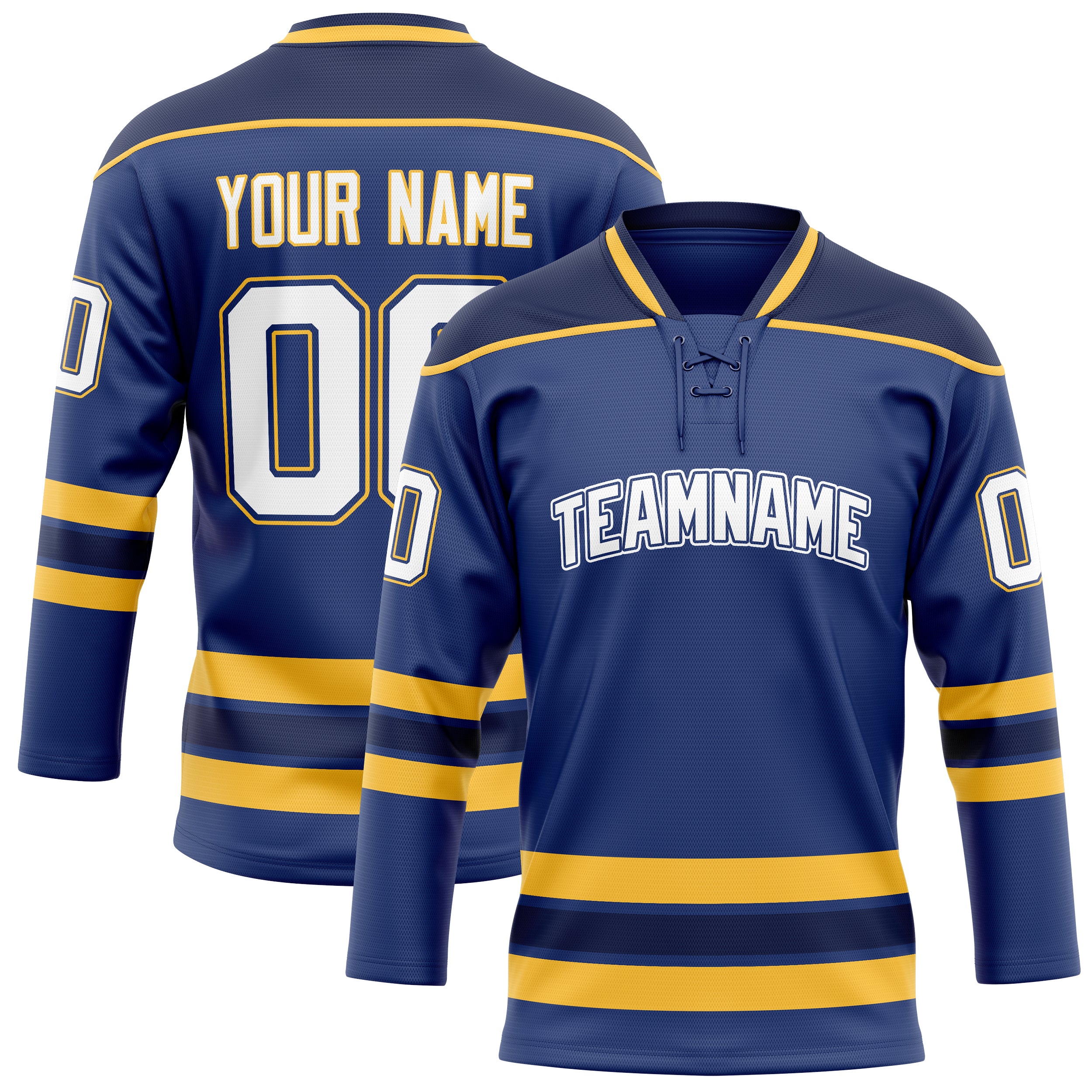 Personalized Royal & Gold Solid Colour Hockey Jersey