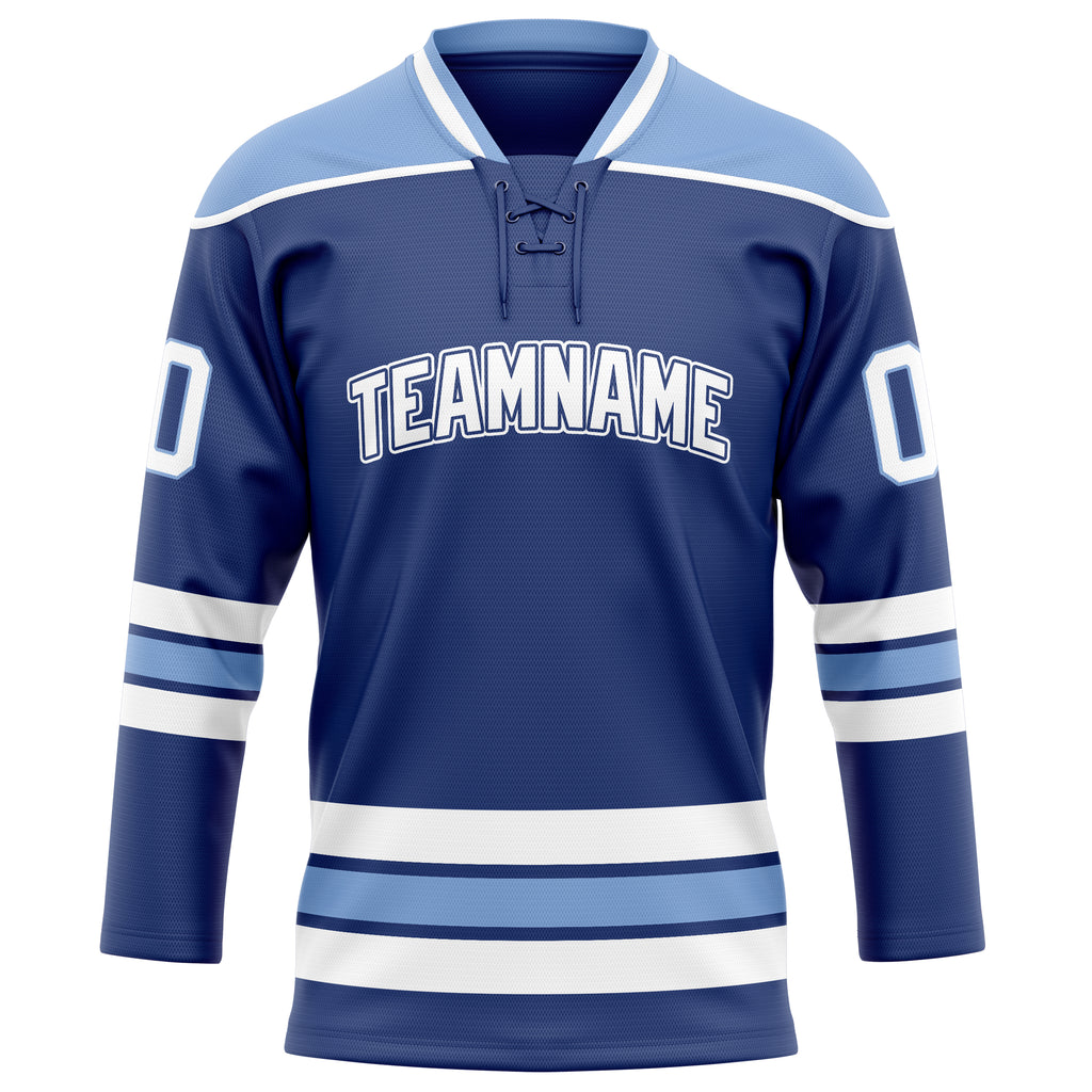 Personalized Royal & Light Blue Solid Colour Hockey Jersey