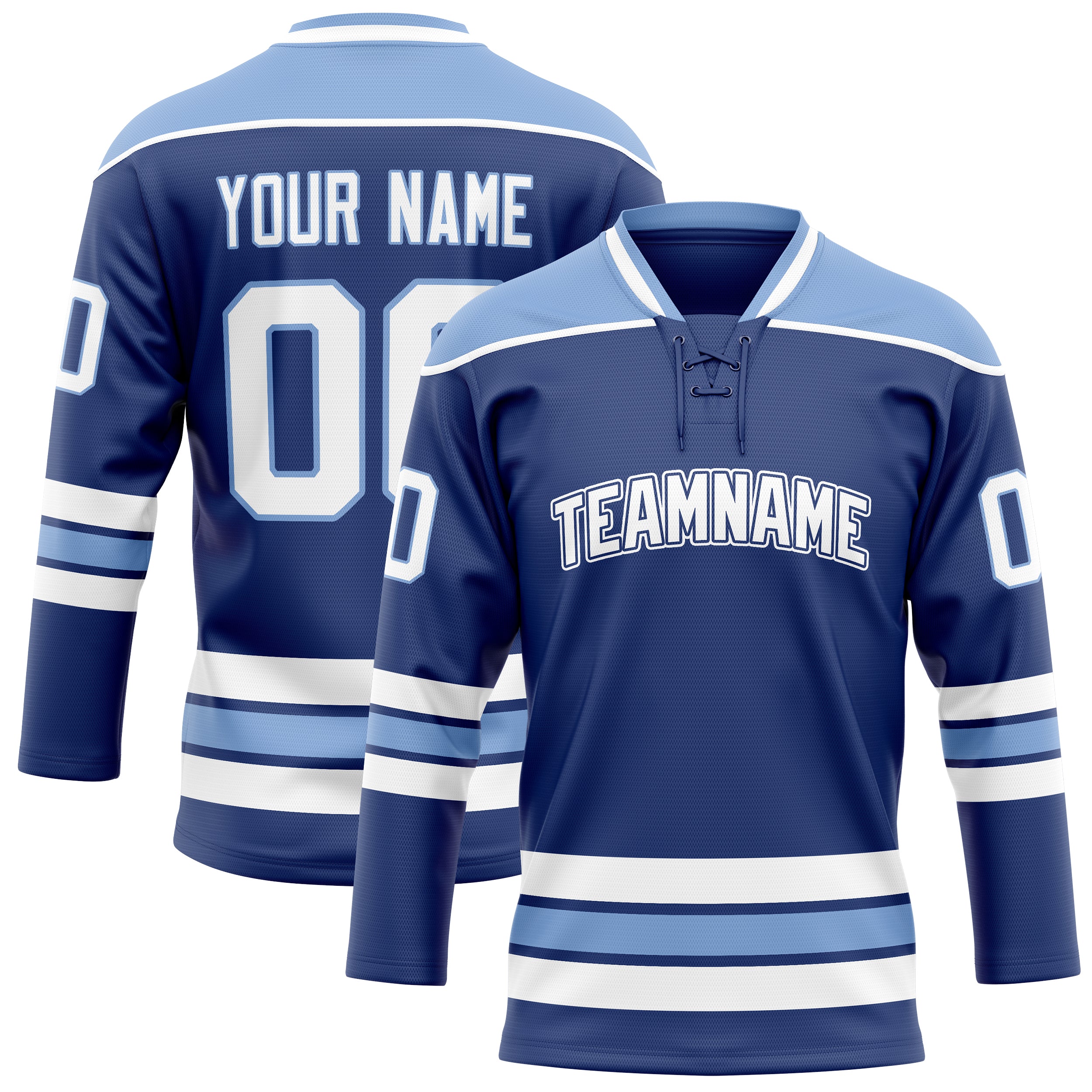 Personalized Royal & Light Blue Solid Colour Hockey Jersey