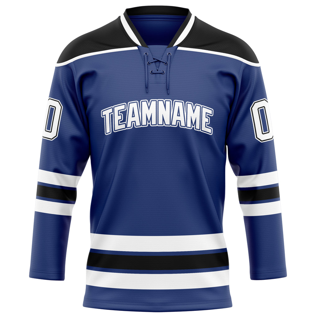 Personalized Royal & Black Solid Colour Hockey Jersey
