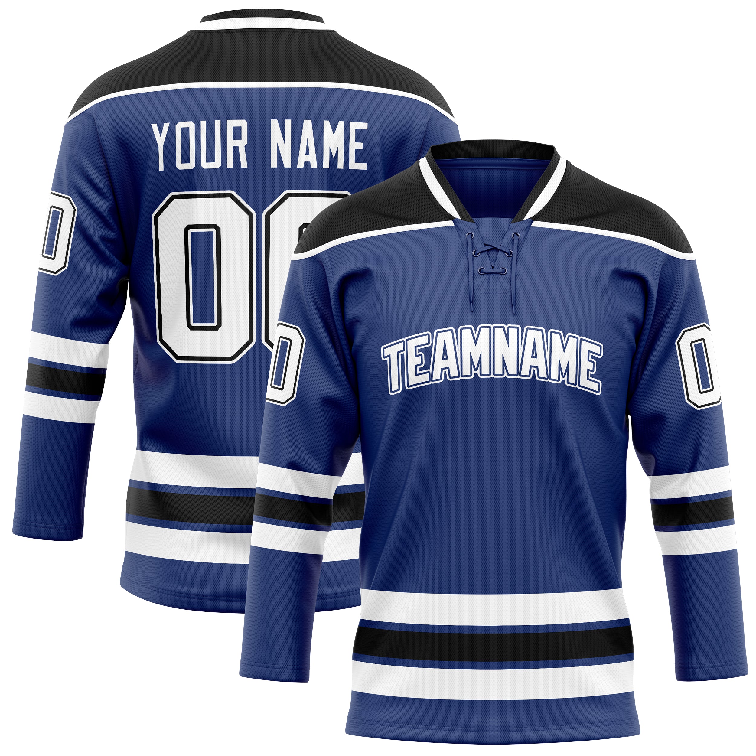 Personalized Royal & Black Solid Colour Hockey Jersey