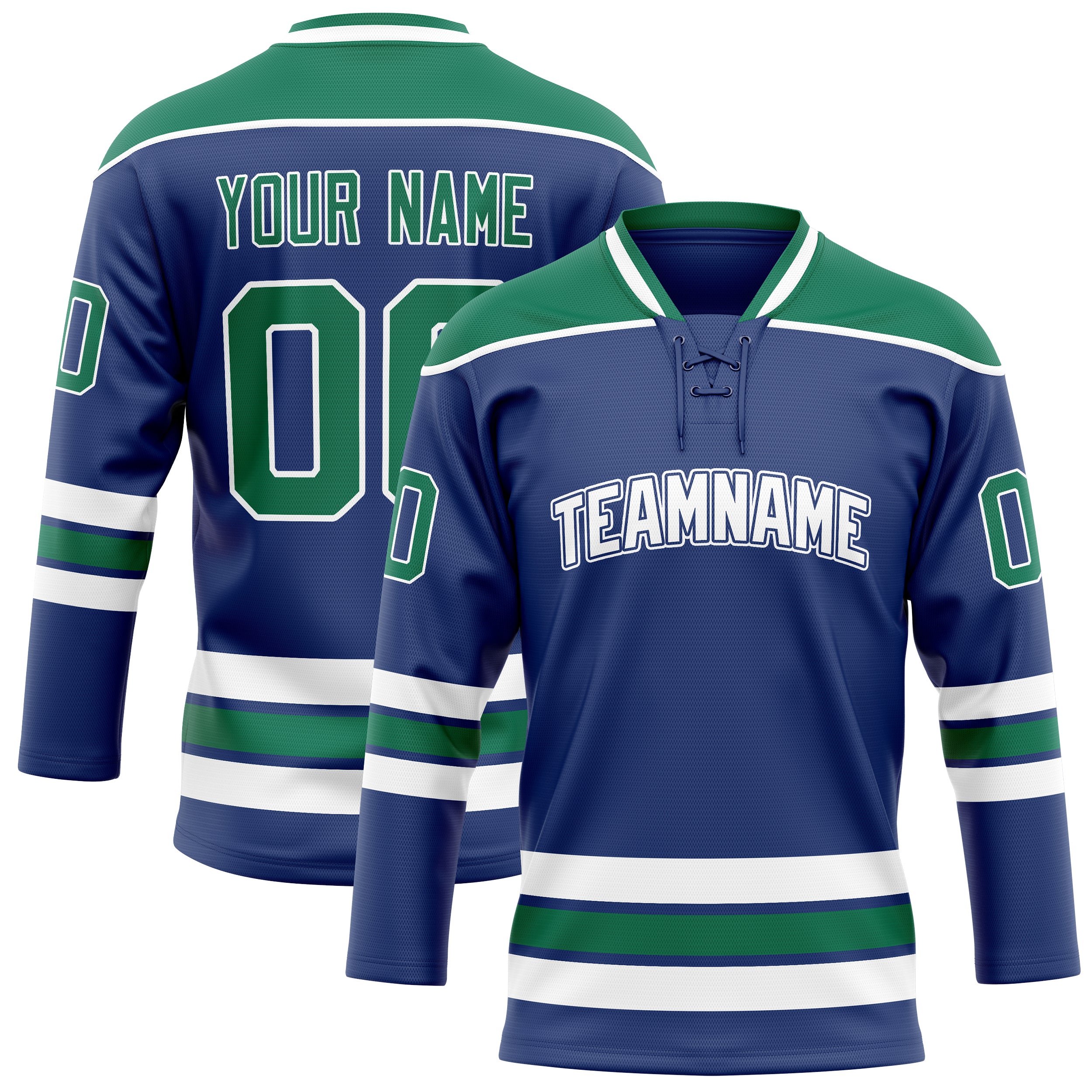 Personalized Royal & Kelly Green Solid Colour Hockey Jersey