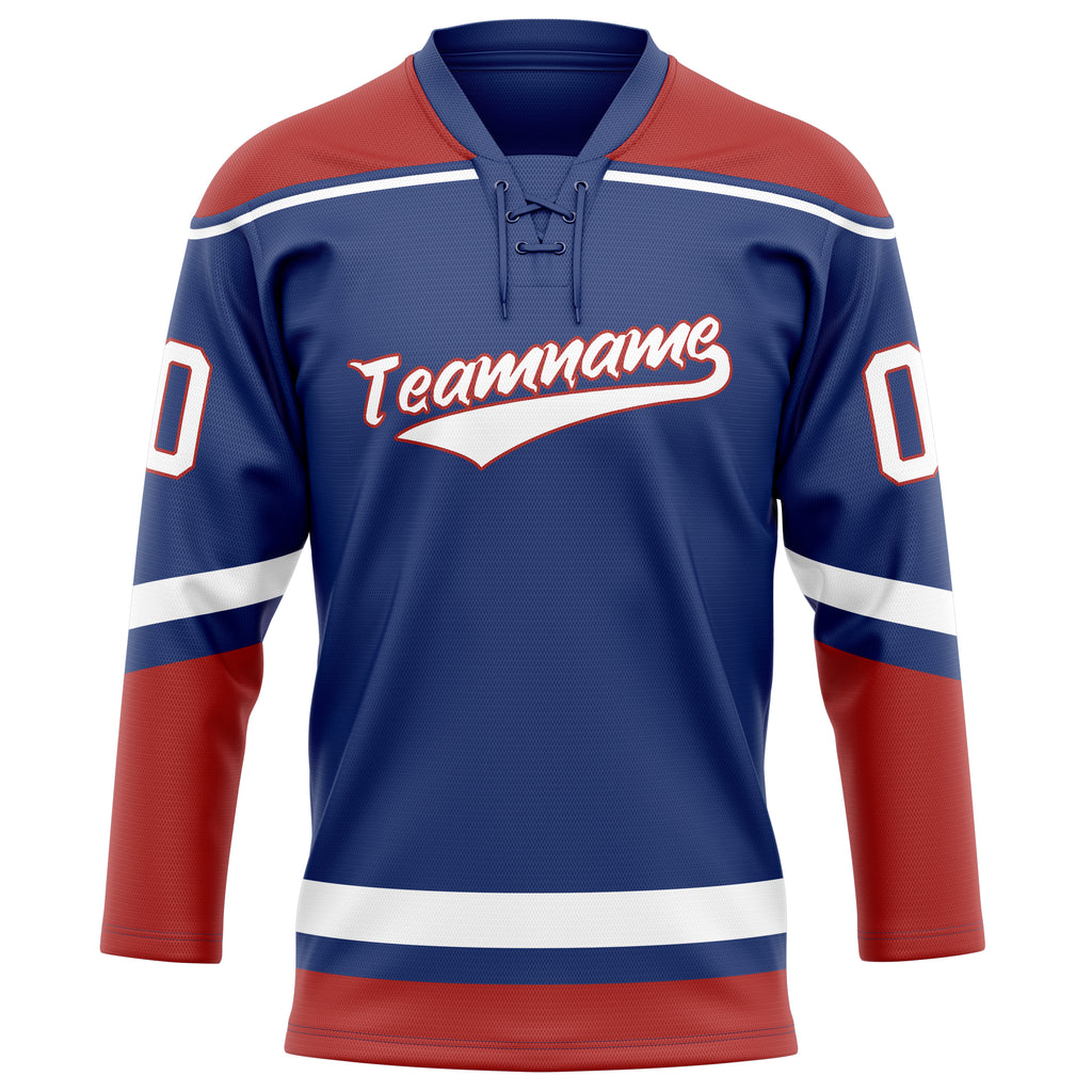 Personalized Royal & Red Solid Colour Hockey Jersey