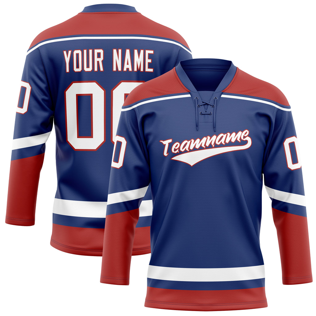Personalized Royal & Red Solid Colour Hockey Jersey