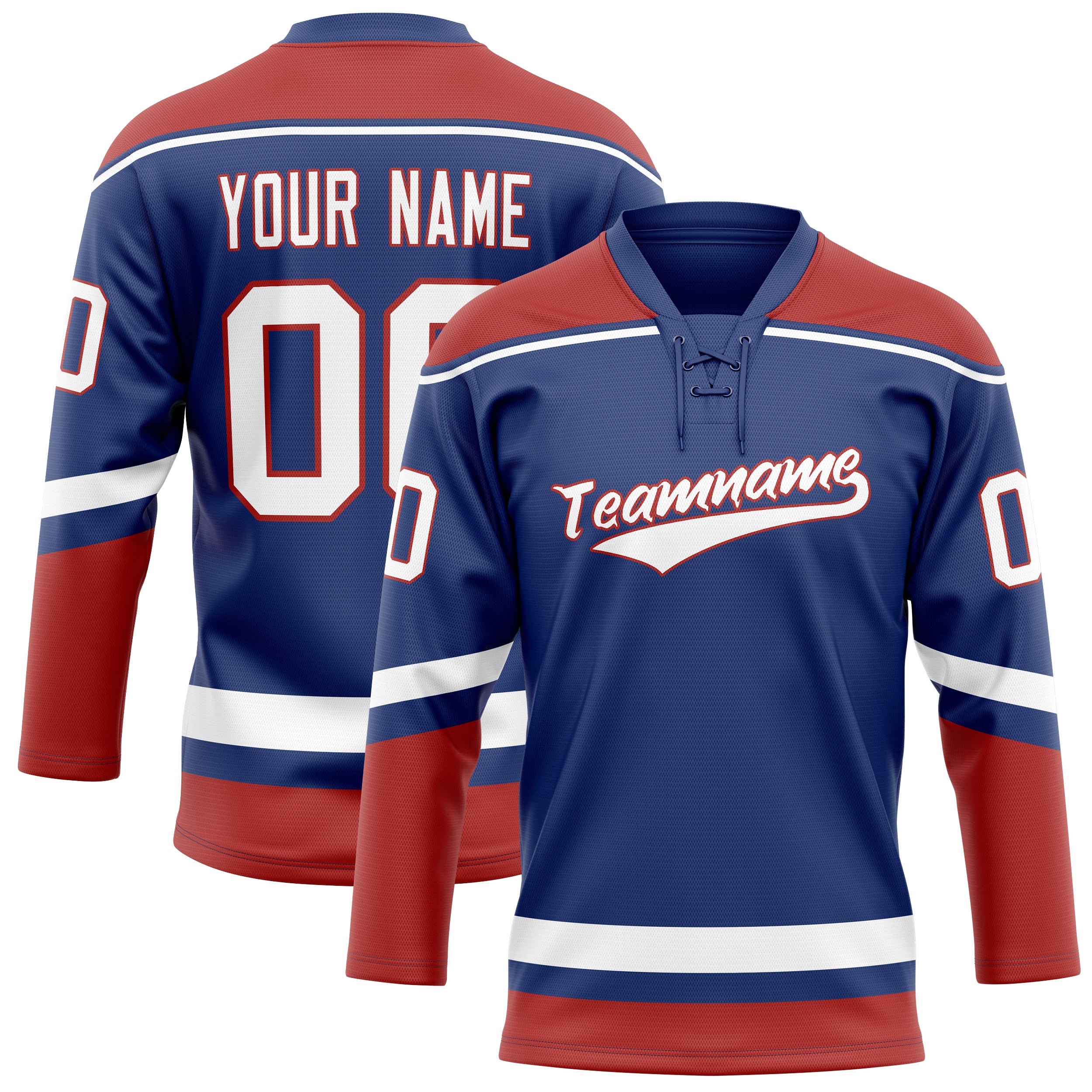 Personalized Royal & Red Solid Colour Hockey Jersey