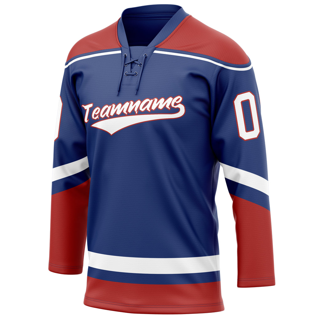 Personalized Royal & Red Solid Colour Hockey Jersey