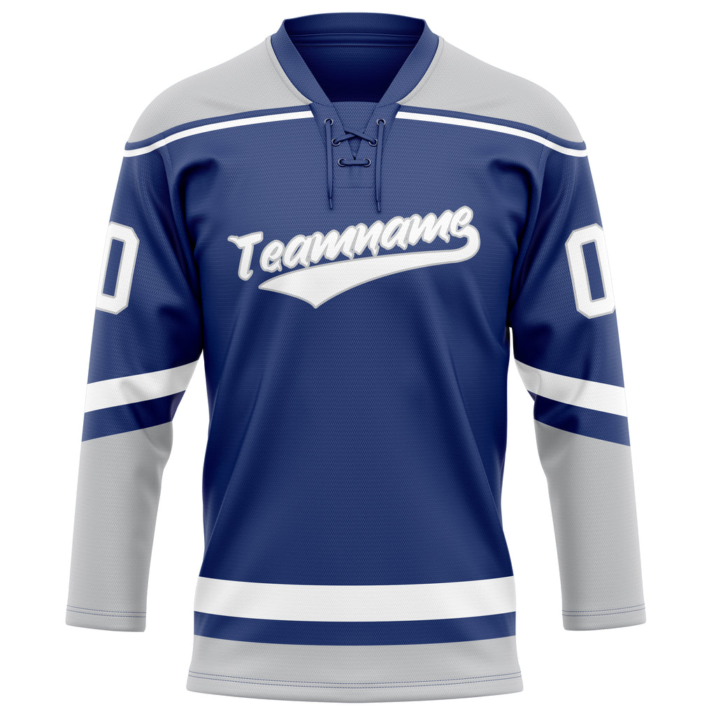 Personalized Royal & Gray Solid Colour Hockey Jersey