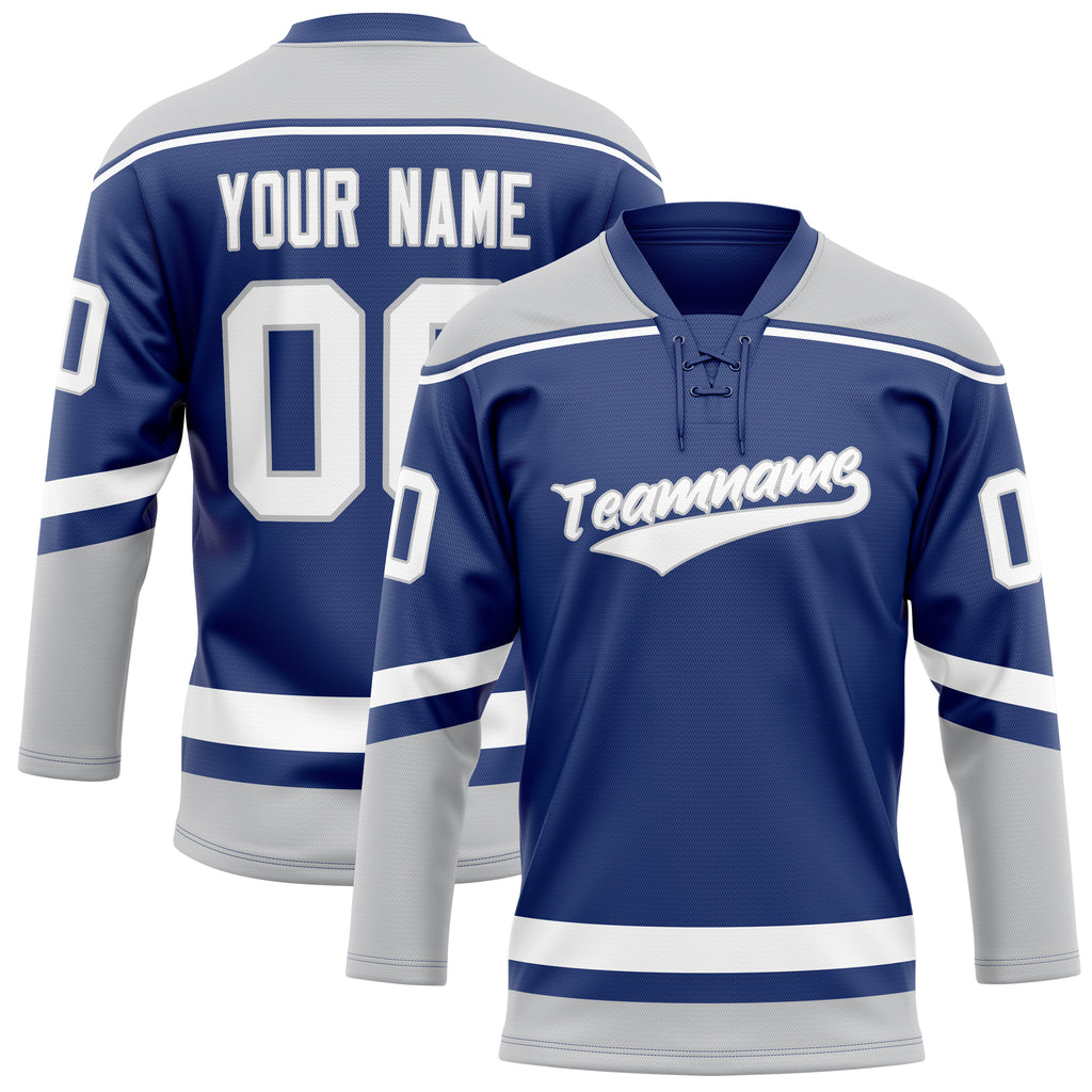 Personalized Royal & Gray Solid Colour Hockey Jersey
