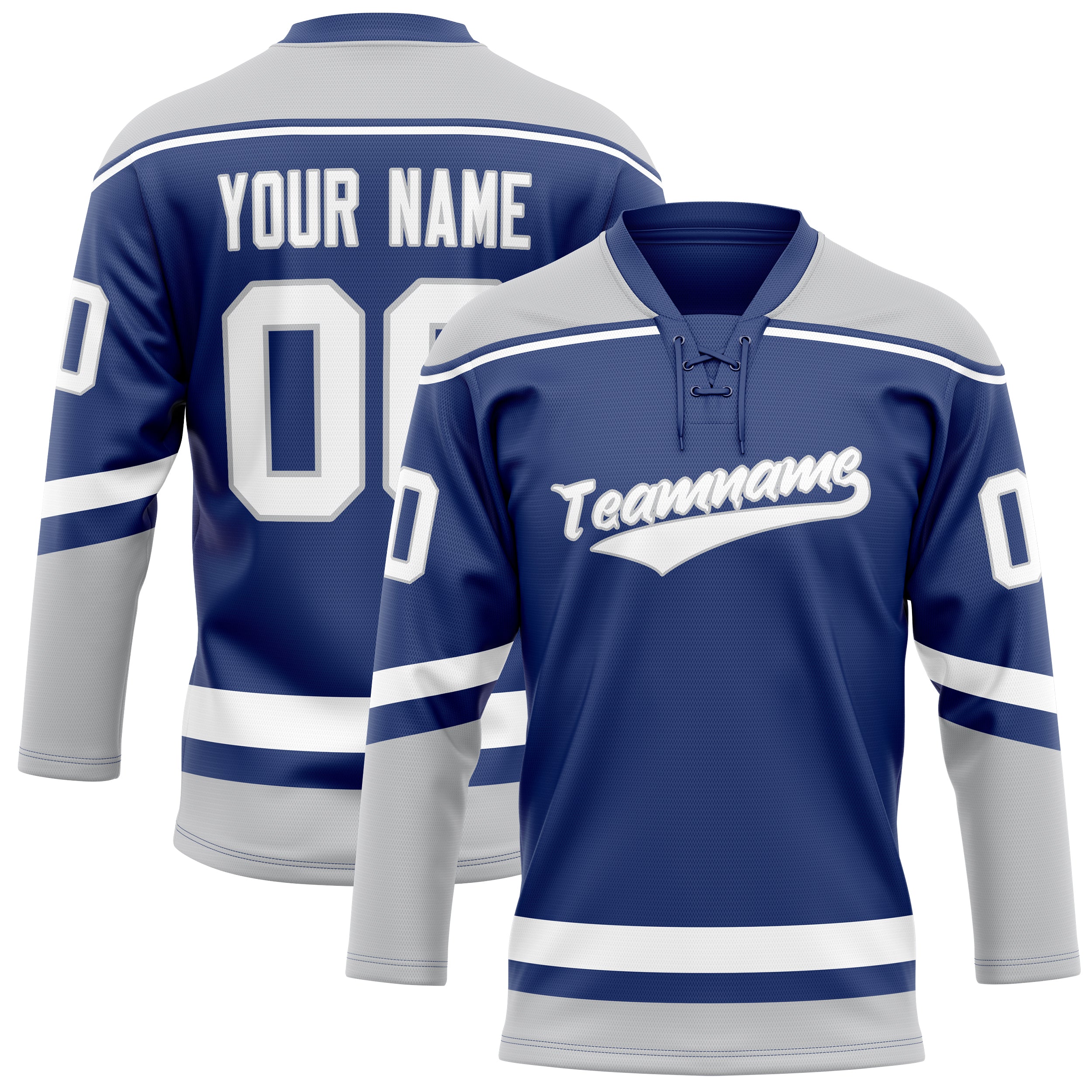 Personalized Royal & Gray Solid Colour Hockey Jersey