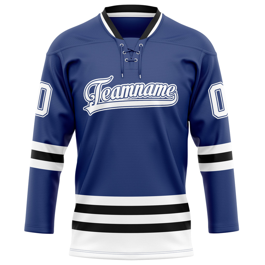 Personalized Royal & Black Solid Colour Hockey Jersey