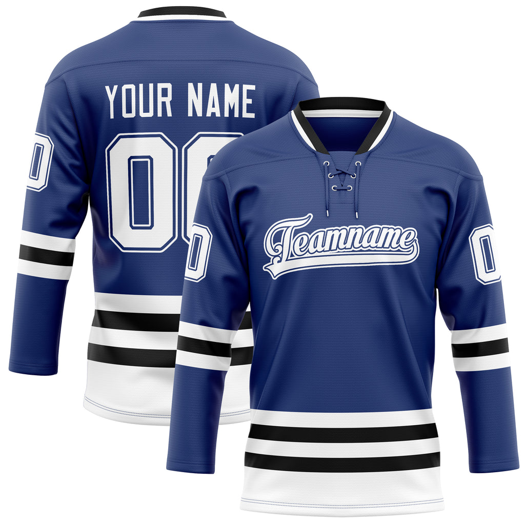Personalized Royal & Black Solid Colour Hockey Jersey