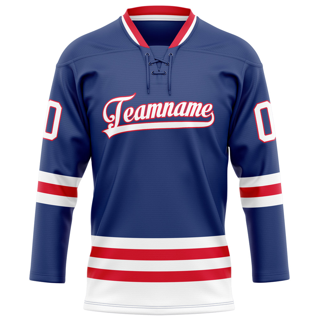 Personalized Royal & Red Solid Colour Hockey Jersey