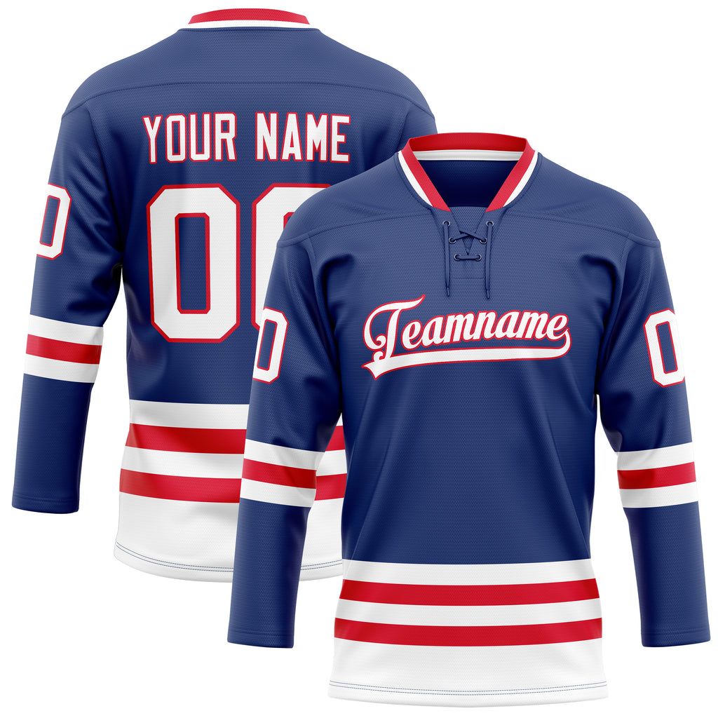 Personalized Royal & Red Solid Colour Hockey Jersey