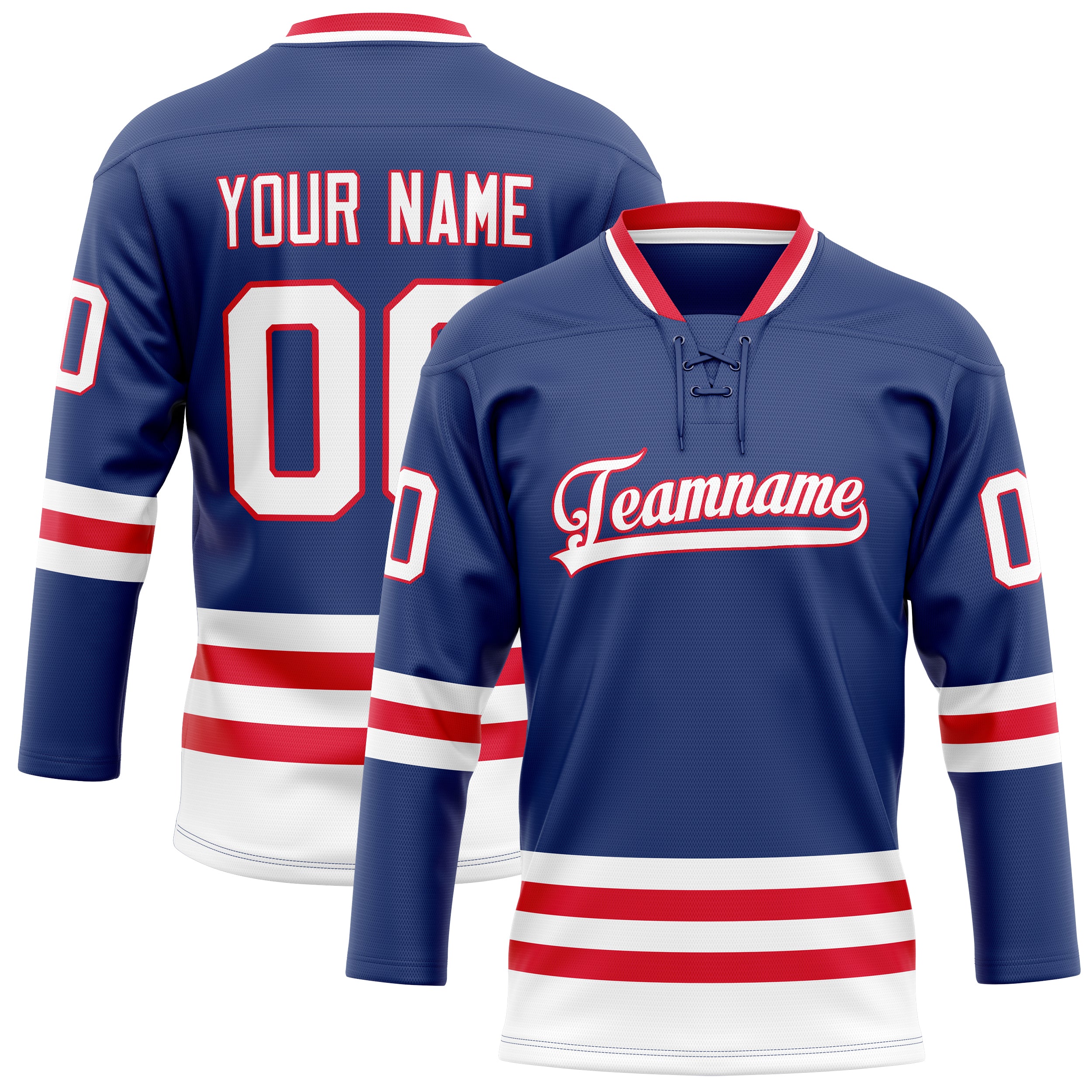 Personalized Royal & Red Solid Colour Hockey Jersey