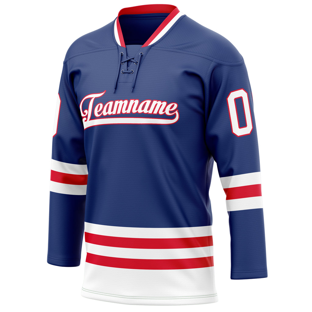 Personalized Royal & Red Solid Colour Hockey Jersey