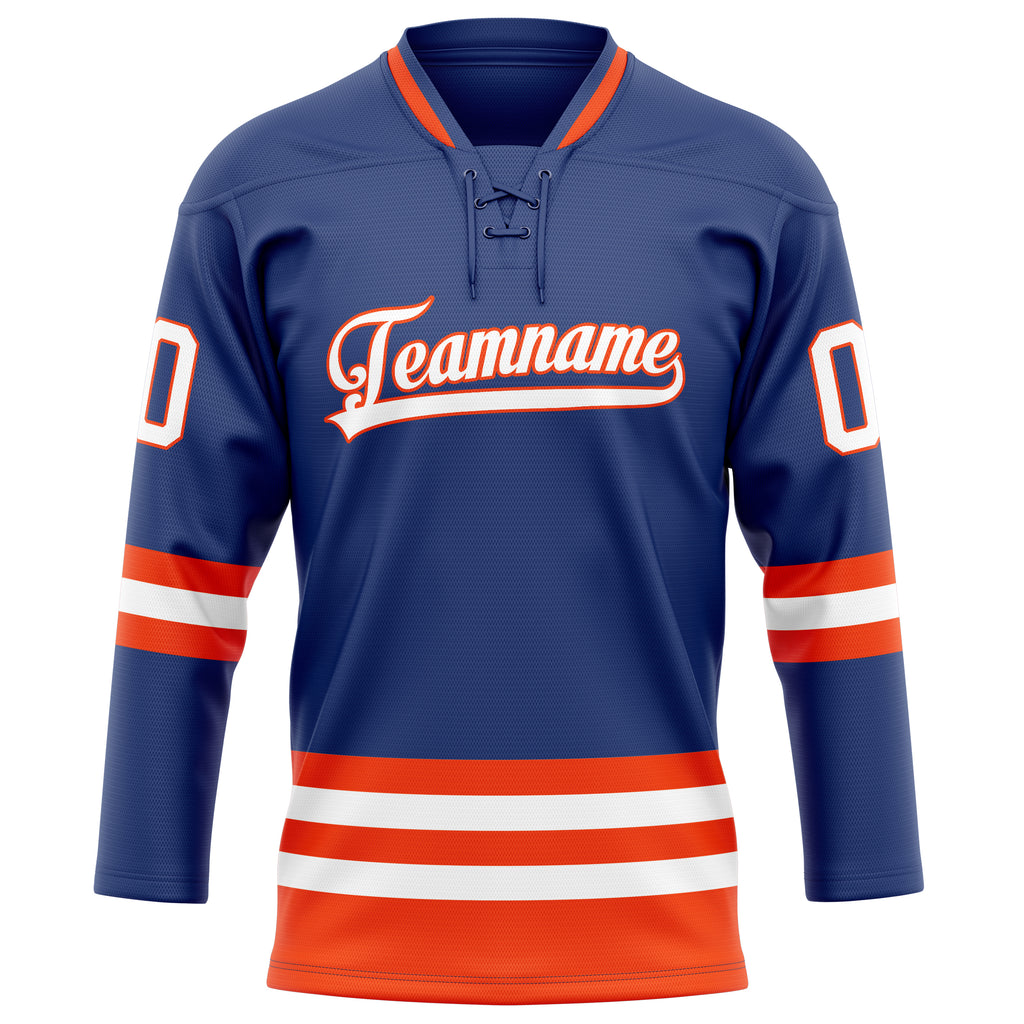Personalized Royal & Orange Solid Colour Hockey Jersey
