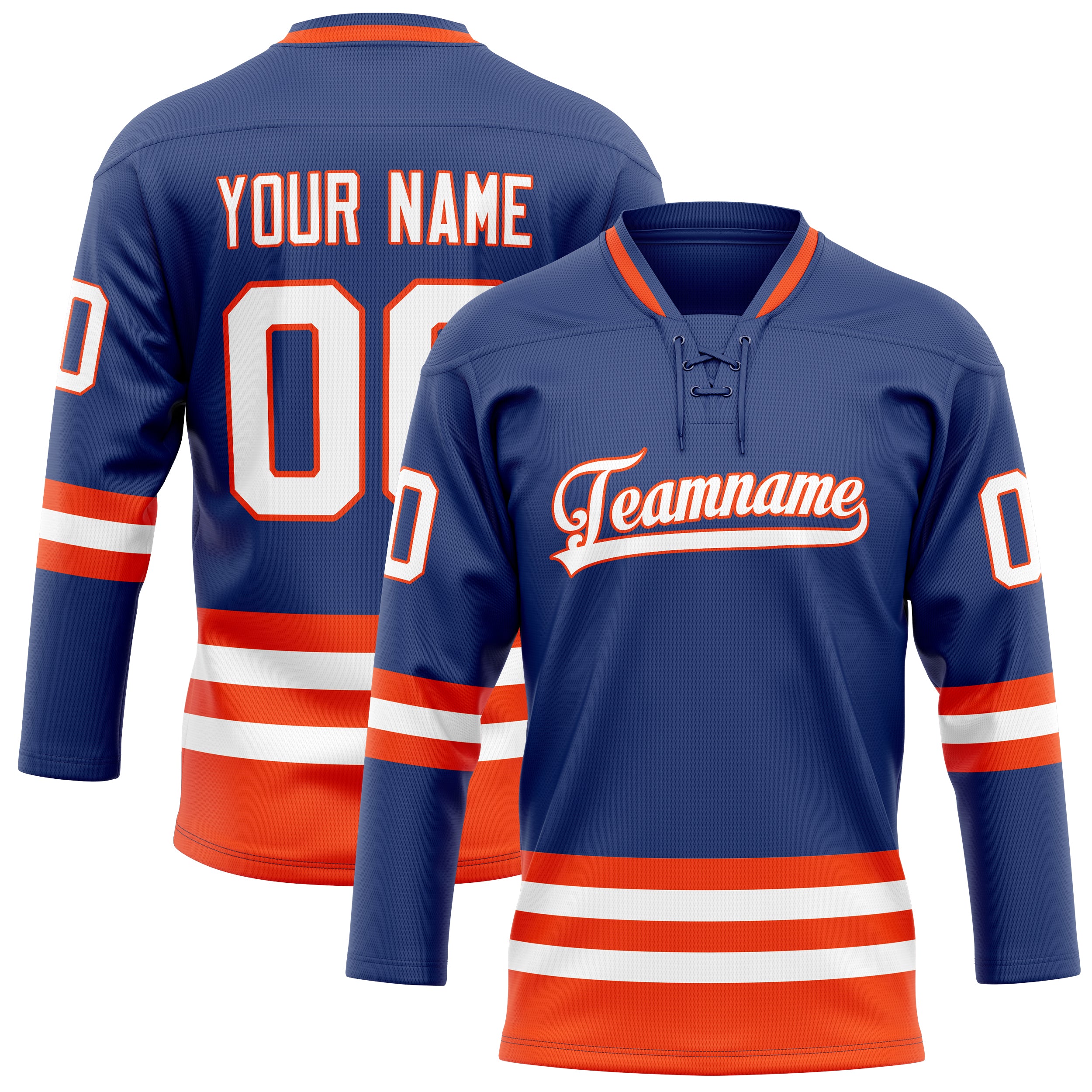 Personalized Royal & Orange Solid Colour Hockey Jersey